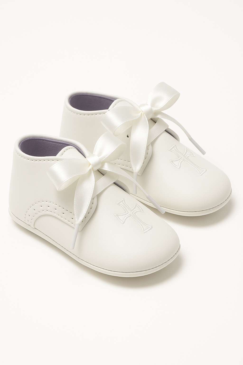 Unisex Christening Baby Pre-Walkers Shoes - 912 - White Pair Side Picture