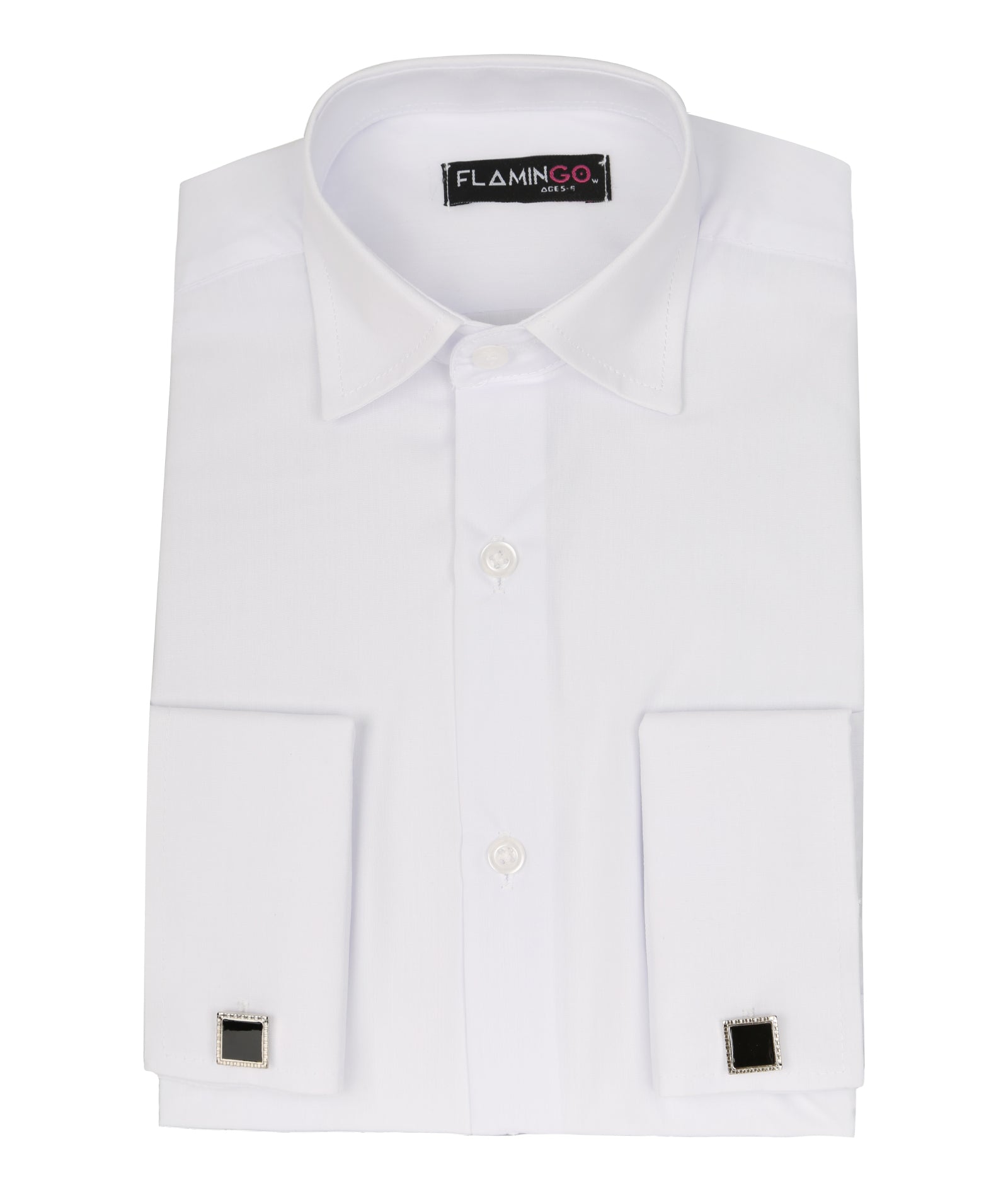 Chemise à Col Classique avec Boutons de Manchette pour Garçons - Ivoire