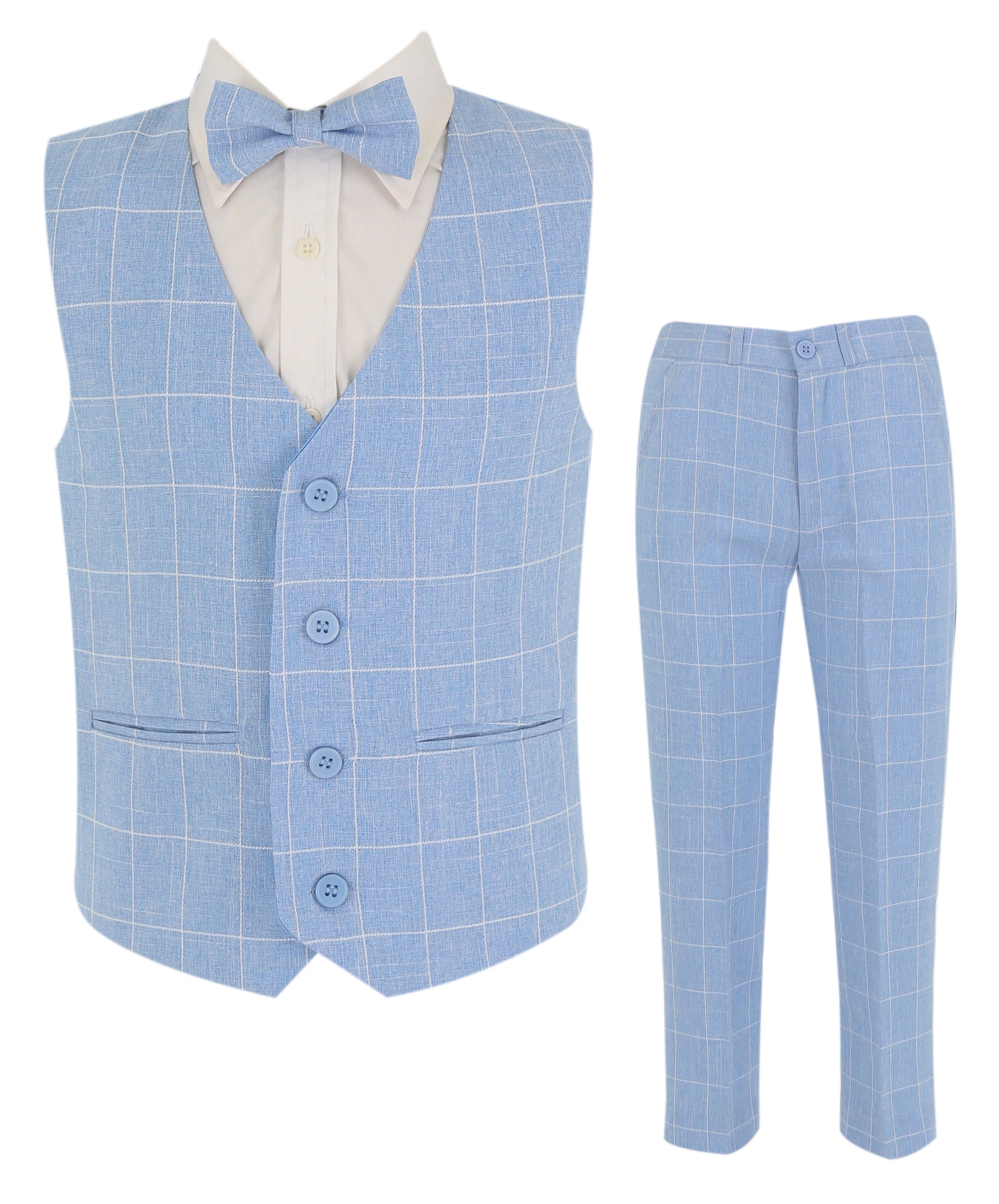 Ensemble gilet bleu à carreaux pour garçon - E-SAM - Bleu