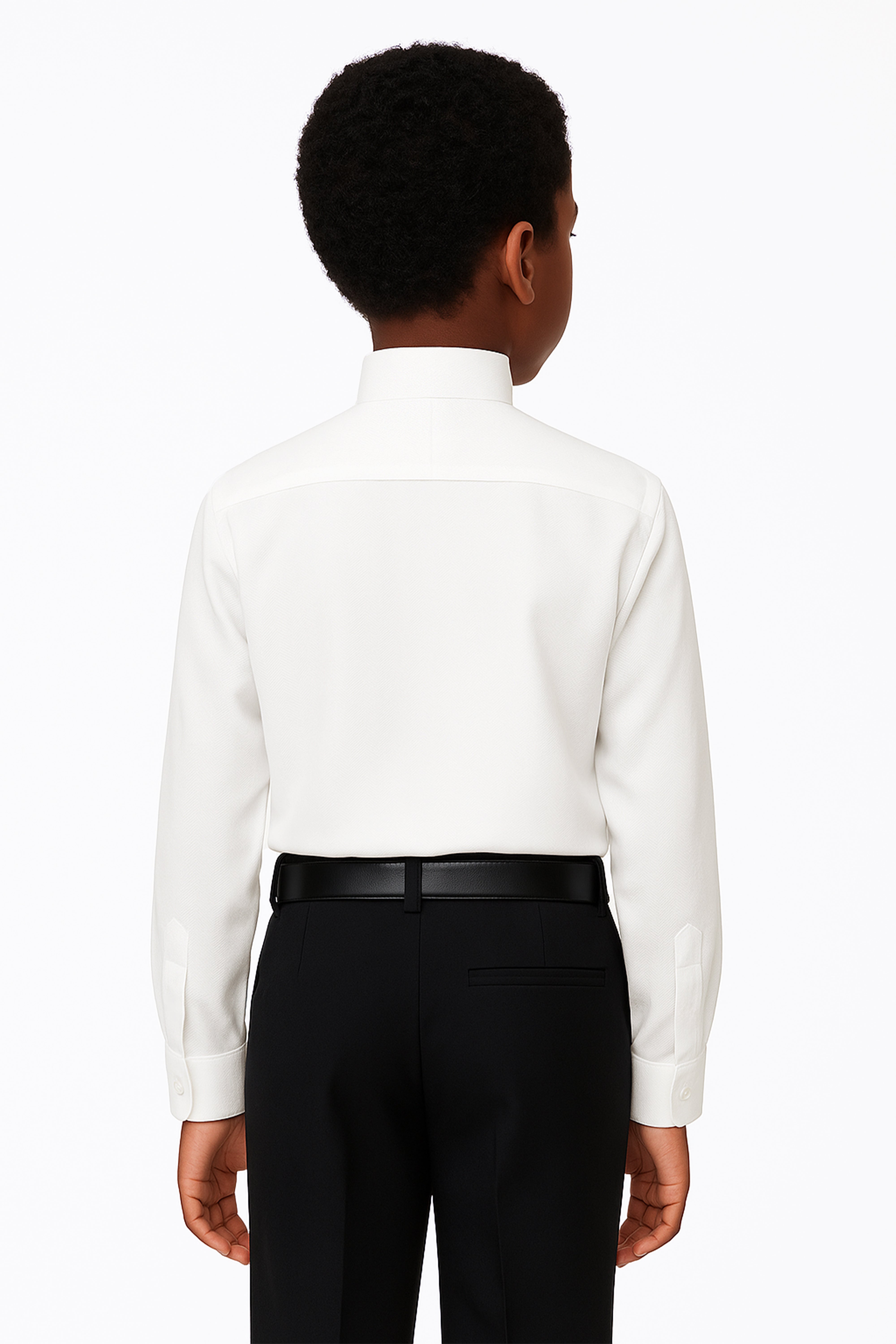Chemise à col aile en herringbone pour garçons - HARPUT - Ivoire