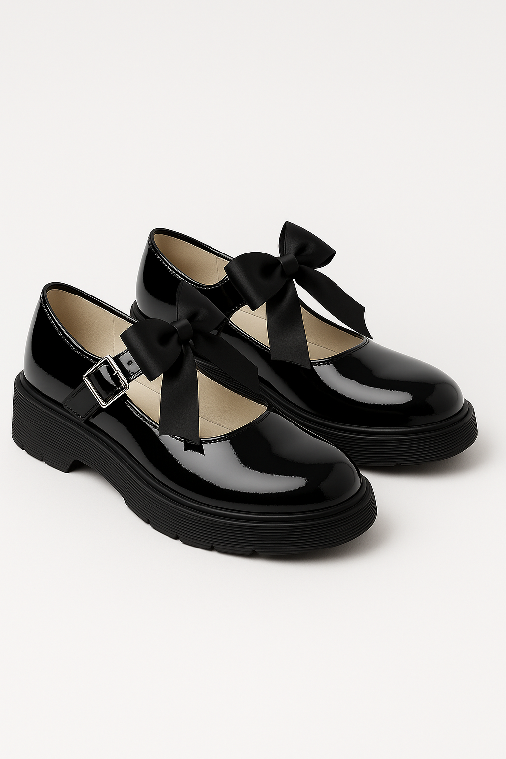 Schwarze Mary-Jane-Schuhe aus Lackleder mit Satinschleife für Mädchen