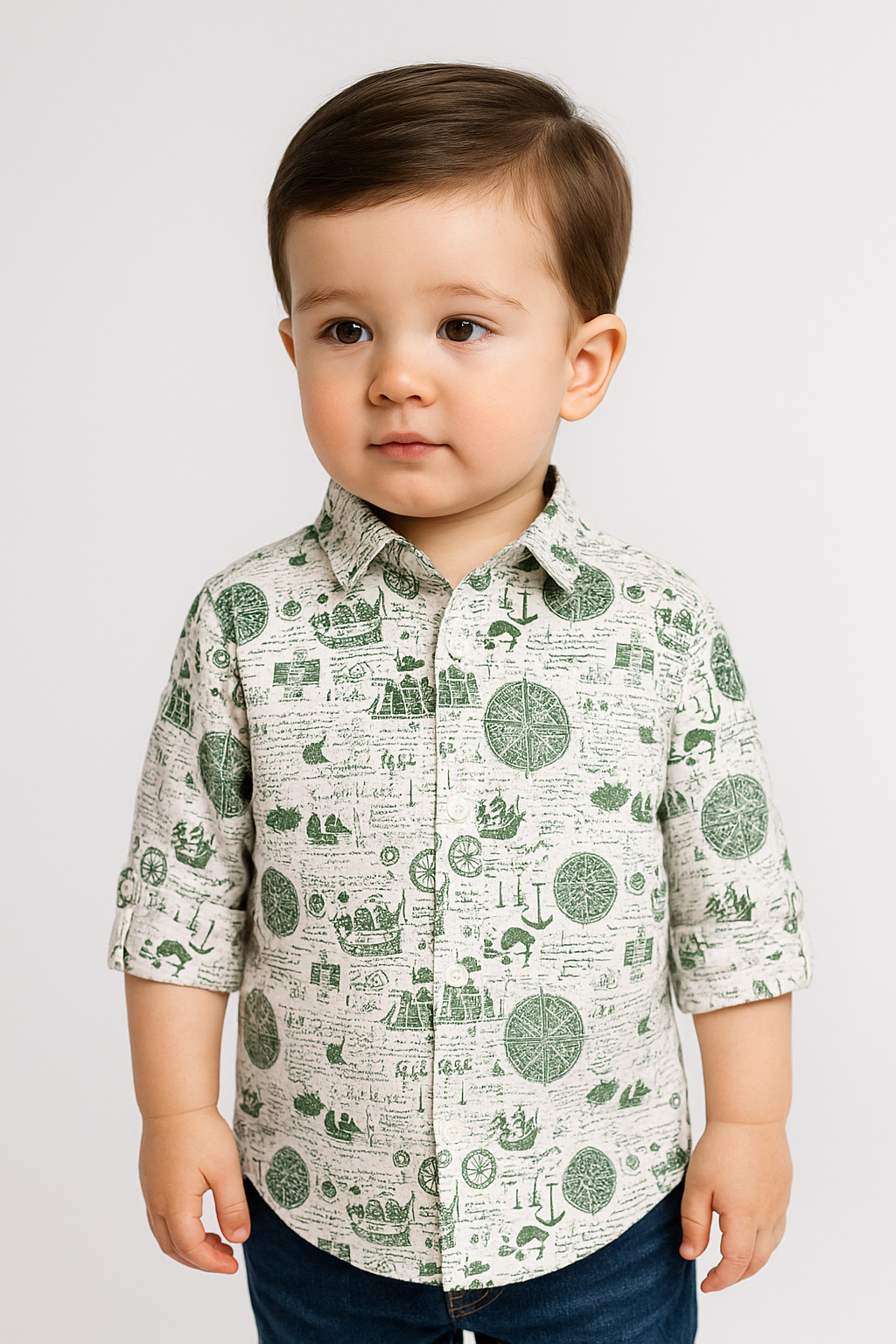 Chemise à Imprimé Nautique pour Garçons - Vert