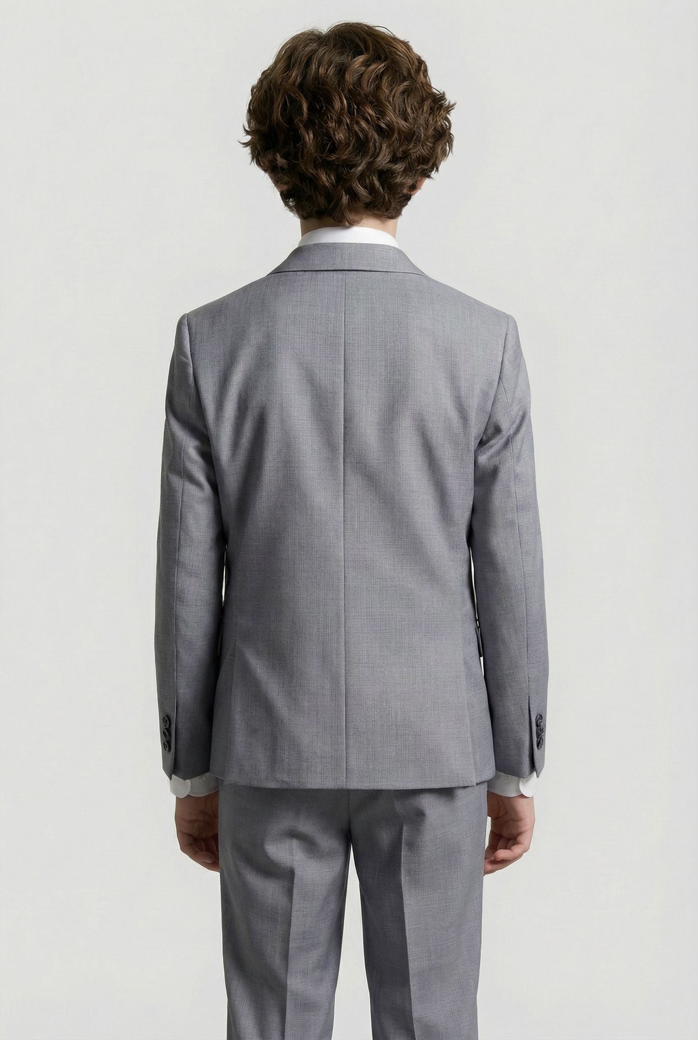 Costume formel garçon 8 pièces microcarreaux - Gris