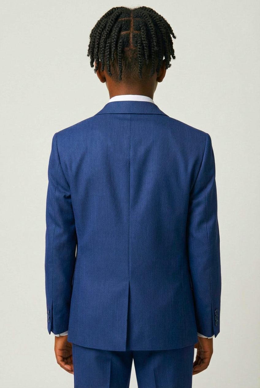 Costume garçon 7 pièces en sergé coupe slim - Bleu nuit