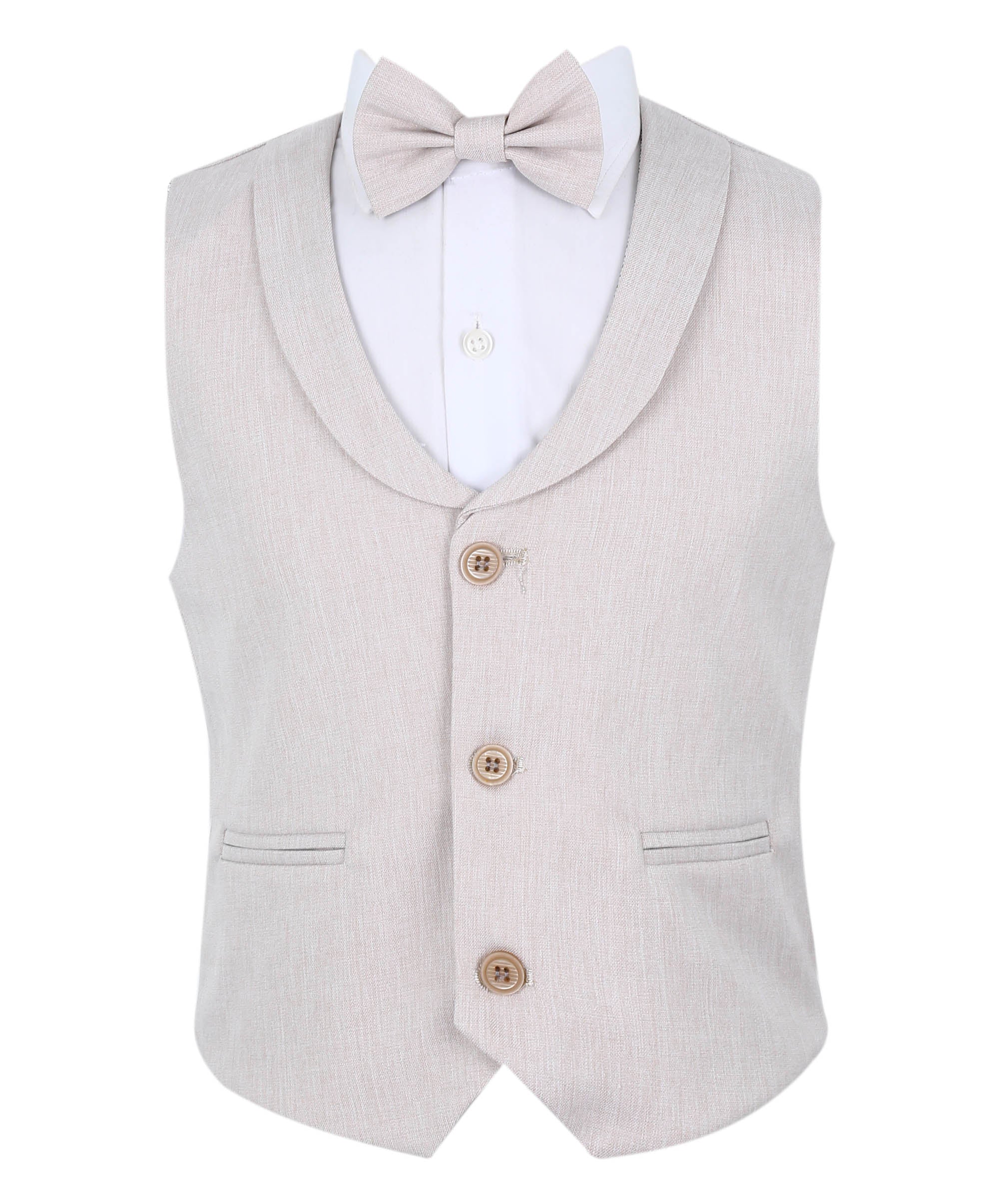 Ensemble gilet 4 pièces en coton et lin pour bébé et garçon - Beige clair
