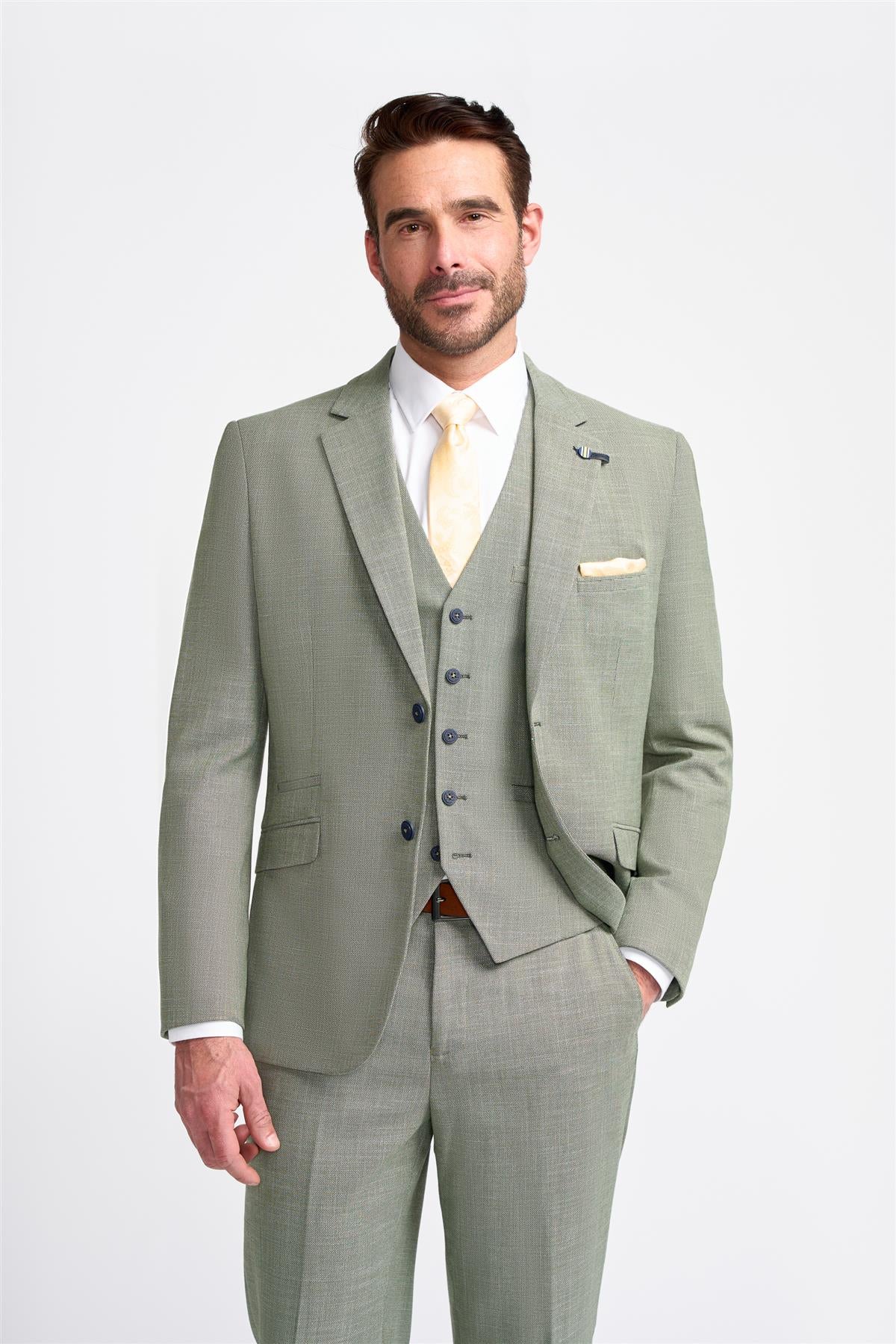 Ensemble costume texturé 3 pièces assorti père et fils - Miami - Vert Sauge