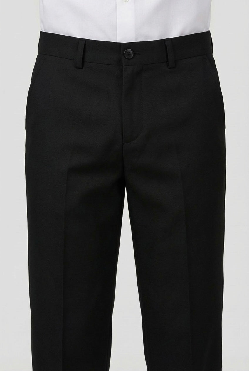 Erkek Çocuk İnce Kesim Ayarlanabilir Bel Resmi Pantolon - Siyah