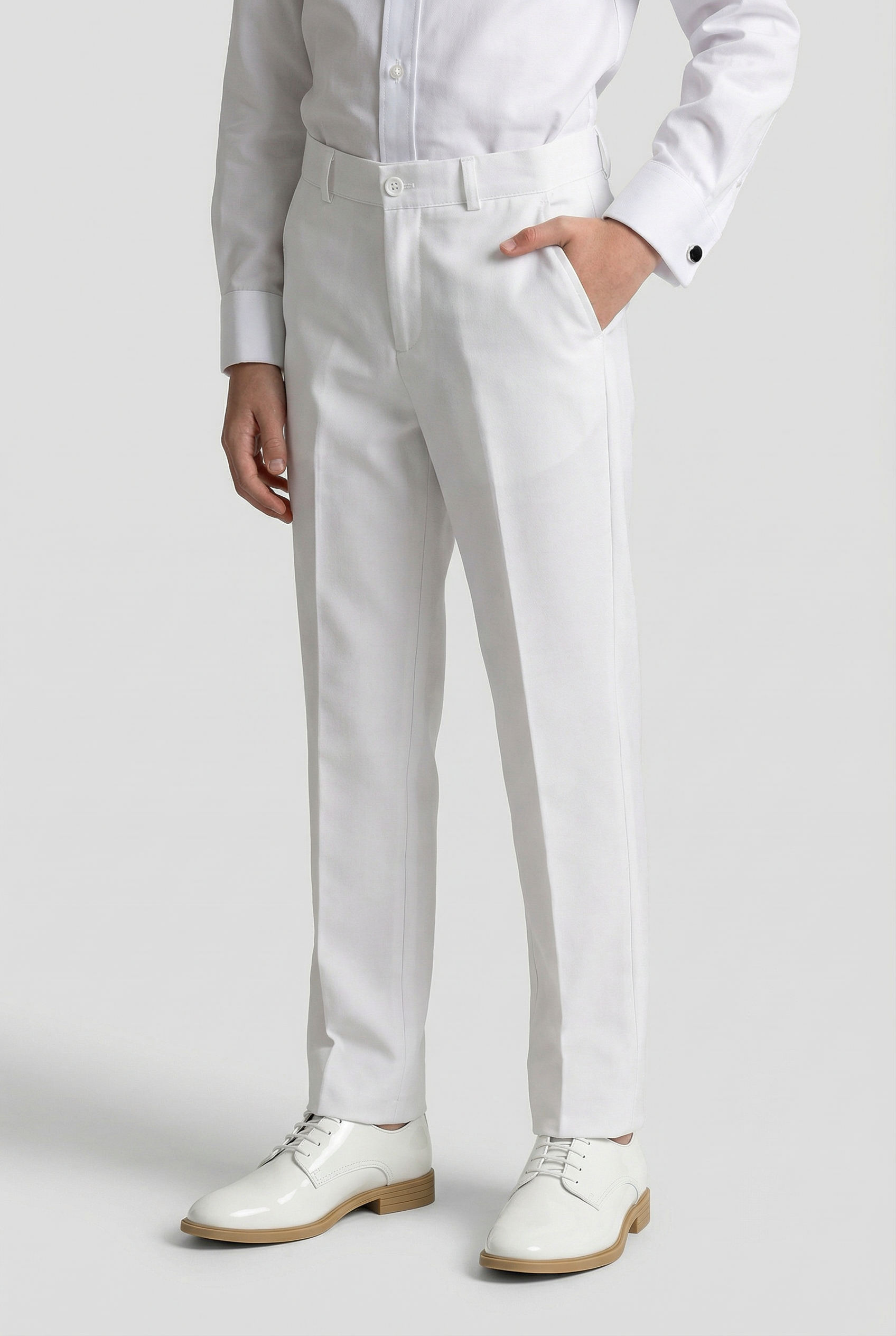 Formelle Hose für Jungen im Slim Fit mit verstellbarer Taille - Weiß