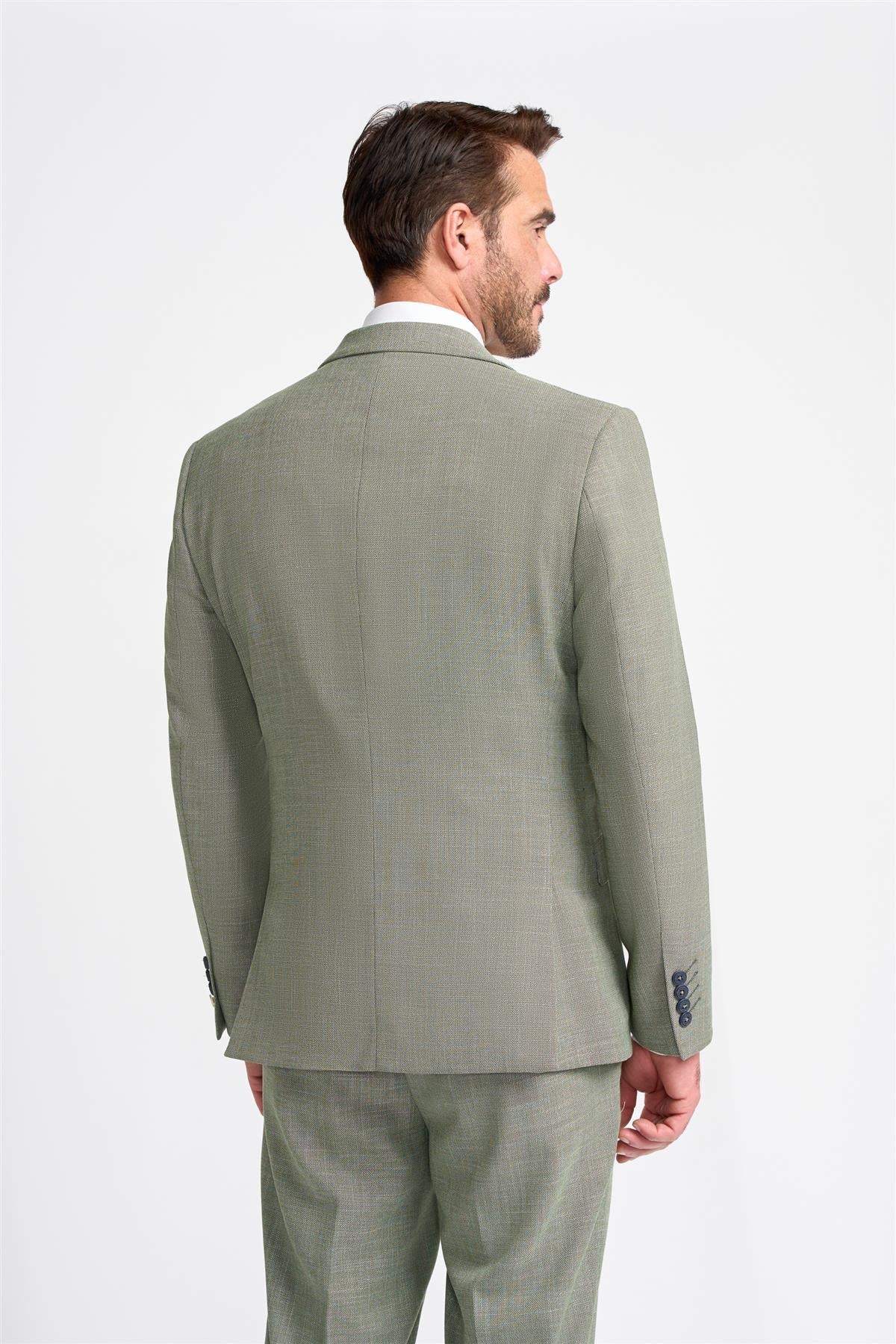 Ensemble costume texturé 3 pièces assorti père et fils - Miami - Vert Sauge