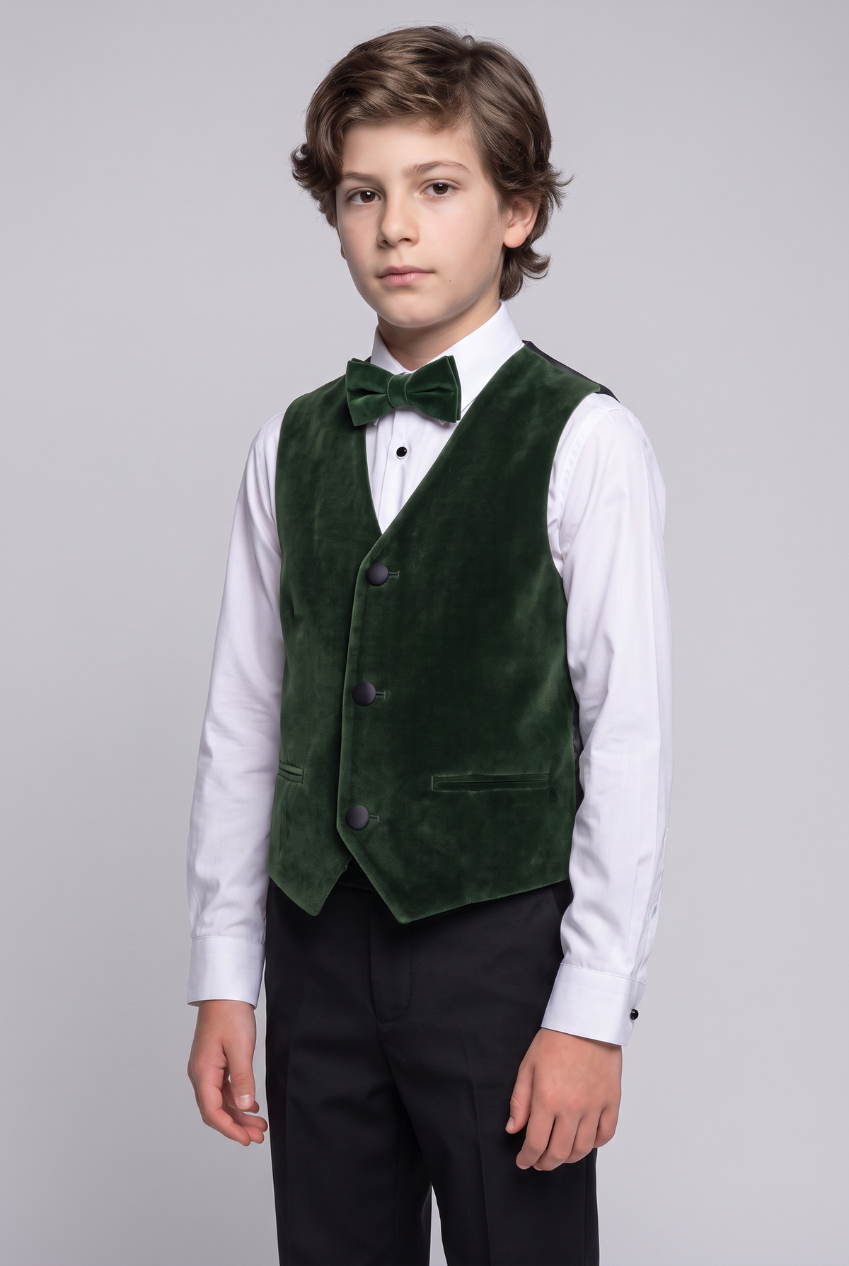 Costume de cérémonie slim en velours pour garçon - 4 pièces et 5 pièces - SAVOY - Vert
