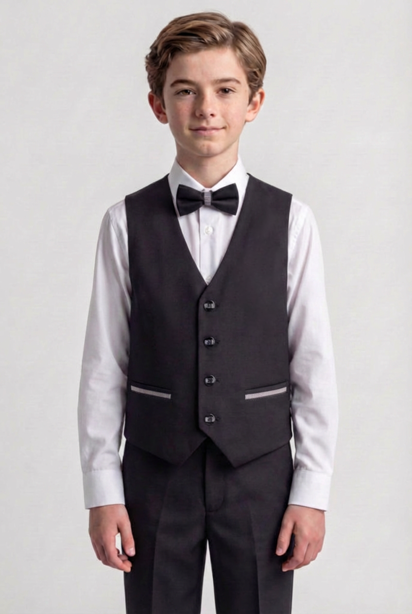 Babies & Boys 4-Piece Tuxedo-Style Suit with Contrast Trim - Daniel - Black