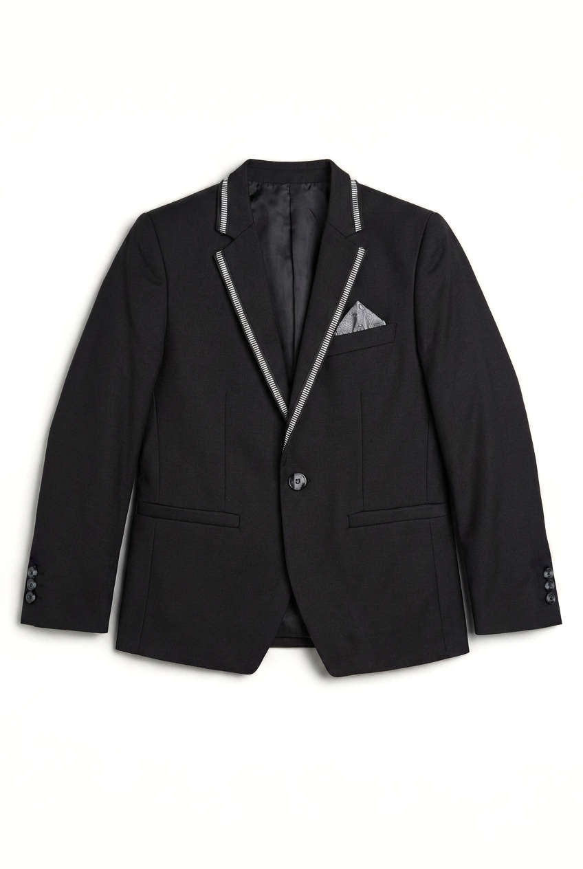 Babies & Boys 4-Piece Tuxedo-Style Suit with Contrast Trim - Daniel - Black