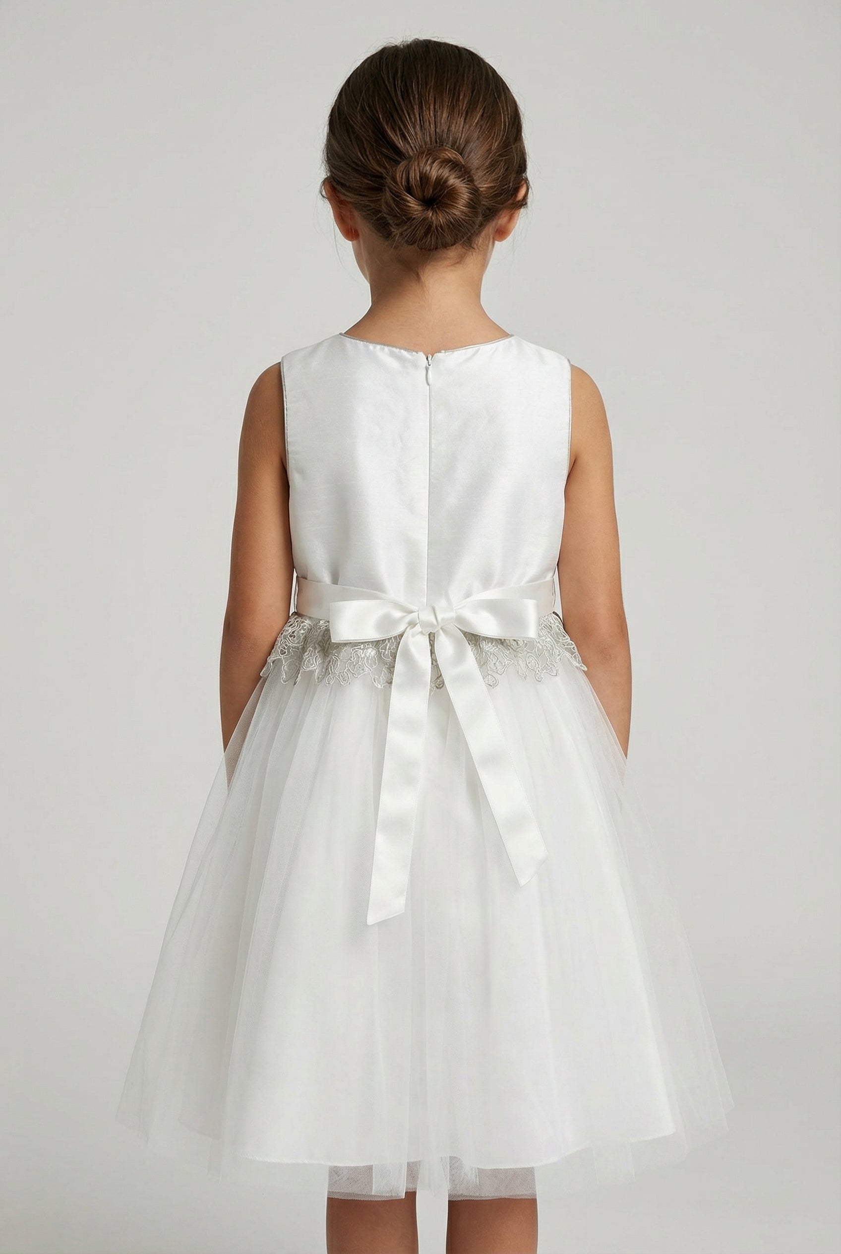 Babies & Girls Ivory Satin & Tulle Dress Back Picture