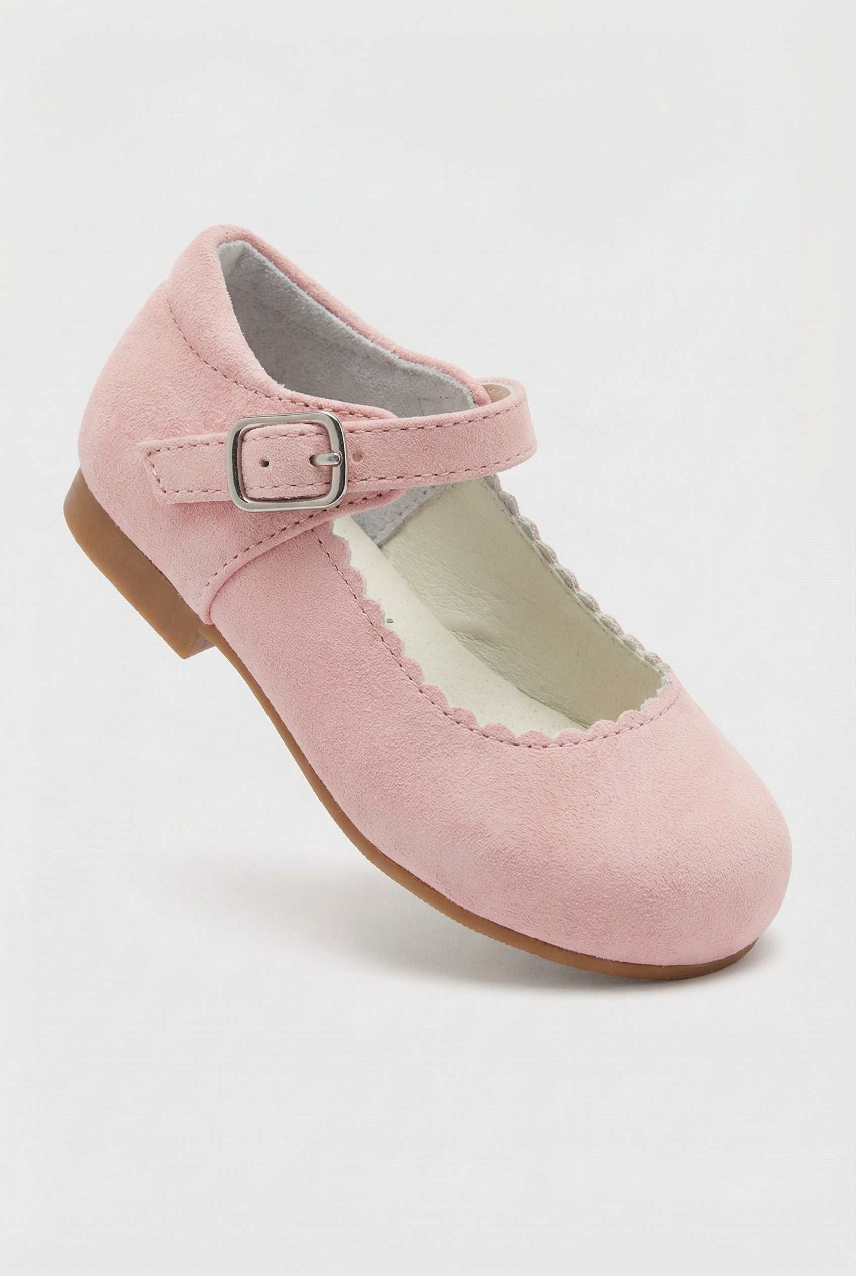 Babies & Girls Suede-Like Mary Jane Flats with Scalloped Trim - Dulce -Pink