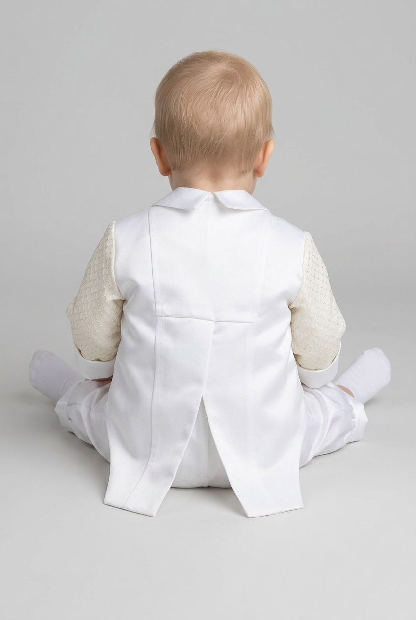 Baby Boys 2 Piece Christening Romper Set - OLIVER - Ivory