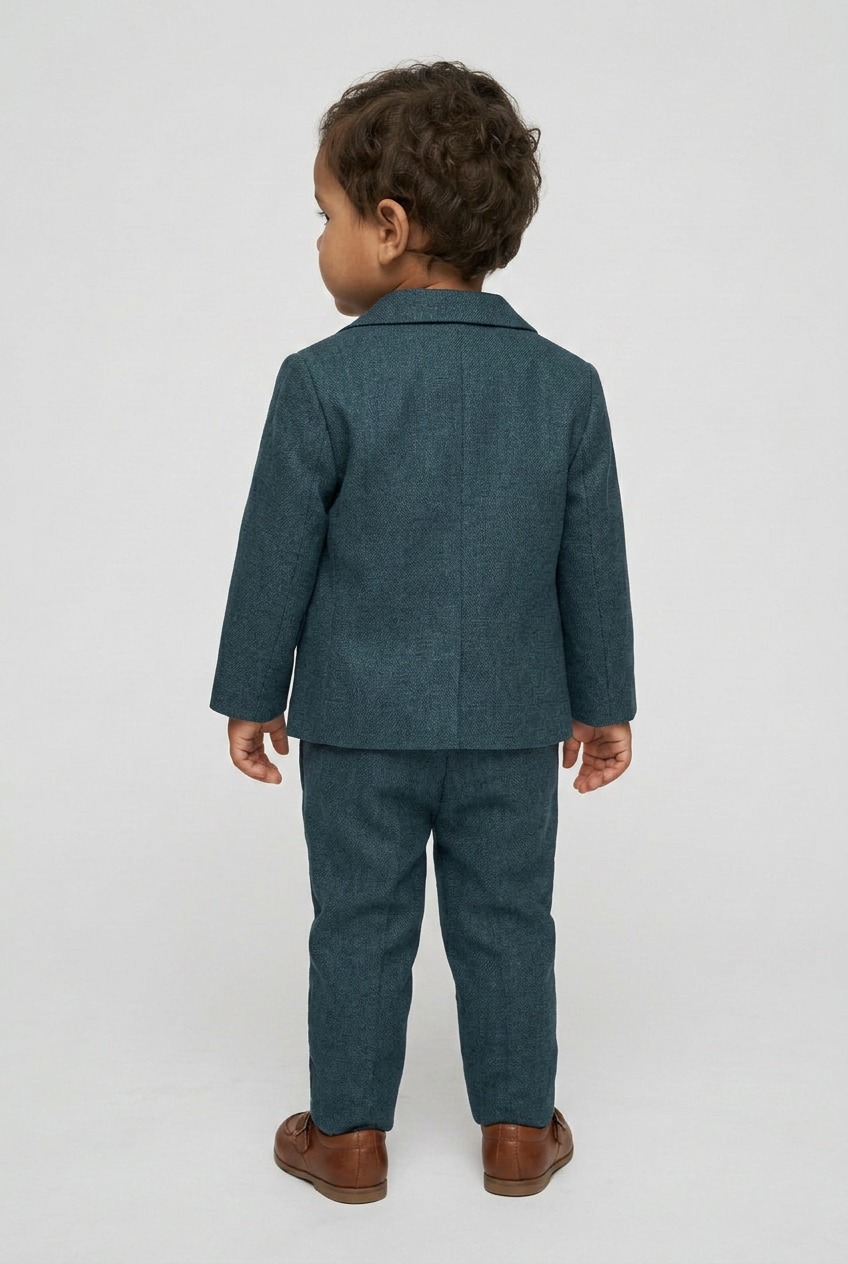 Completo Slim Fit Testurizzato 3 Pezzi per Bambini Maschi con T-Shirt – BASAK - Verde