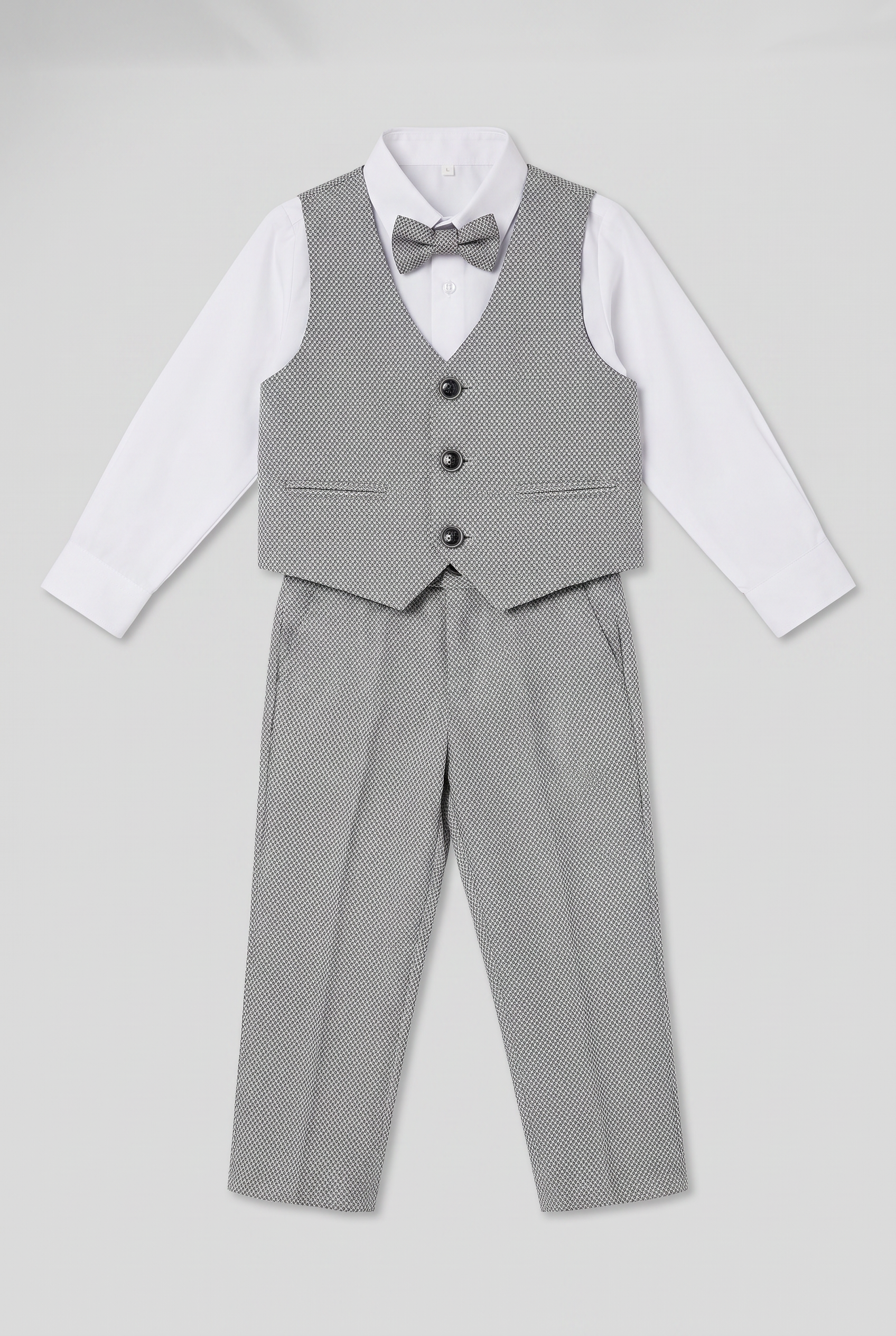 4-teiliges Weste-Set aus Baumwolle für Baby-Jungen – DAMATLIK – Grau