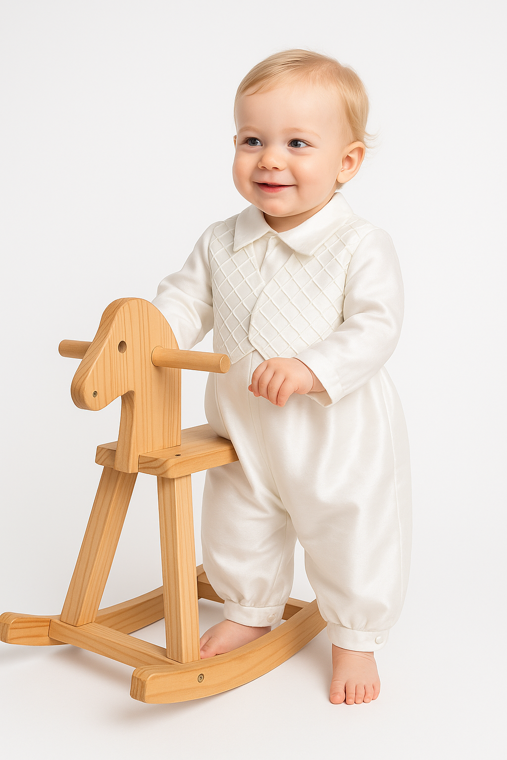 Baby Boys Off-White Christening Romper Suit