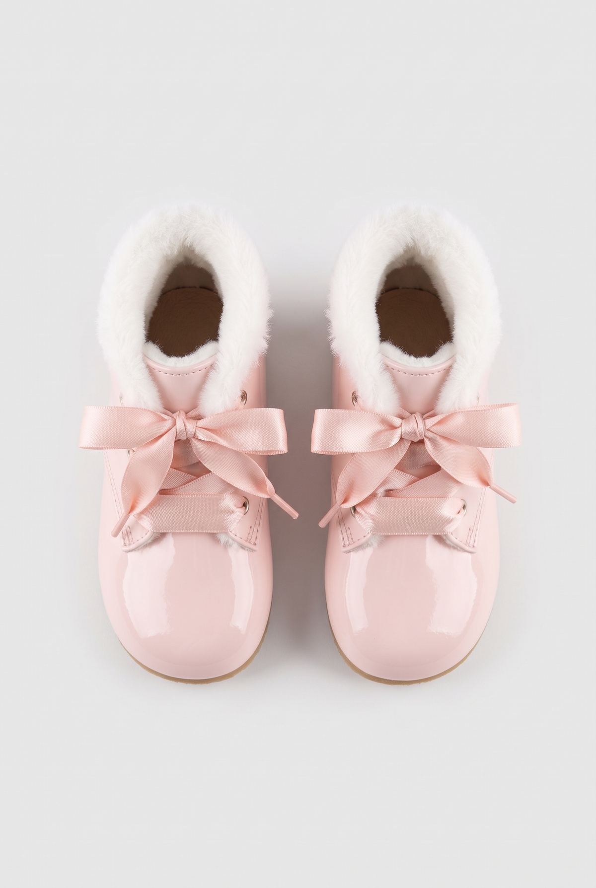 Baby Girls Fur Trim Lace Up Boots - Sevva Claudia Pink Front Picture