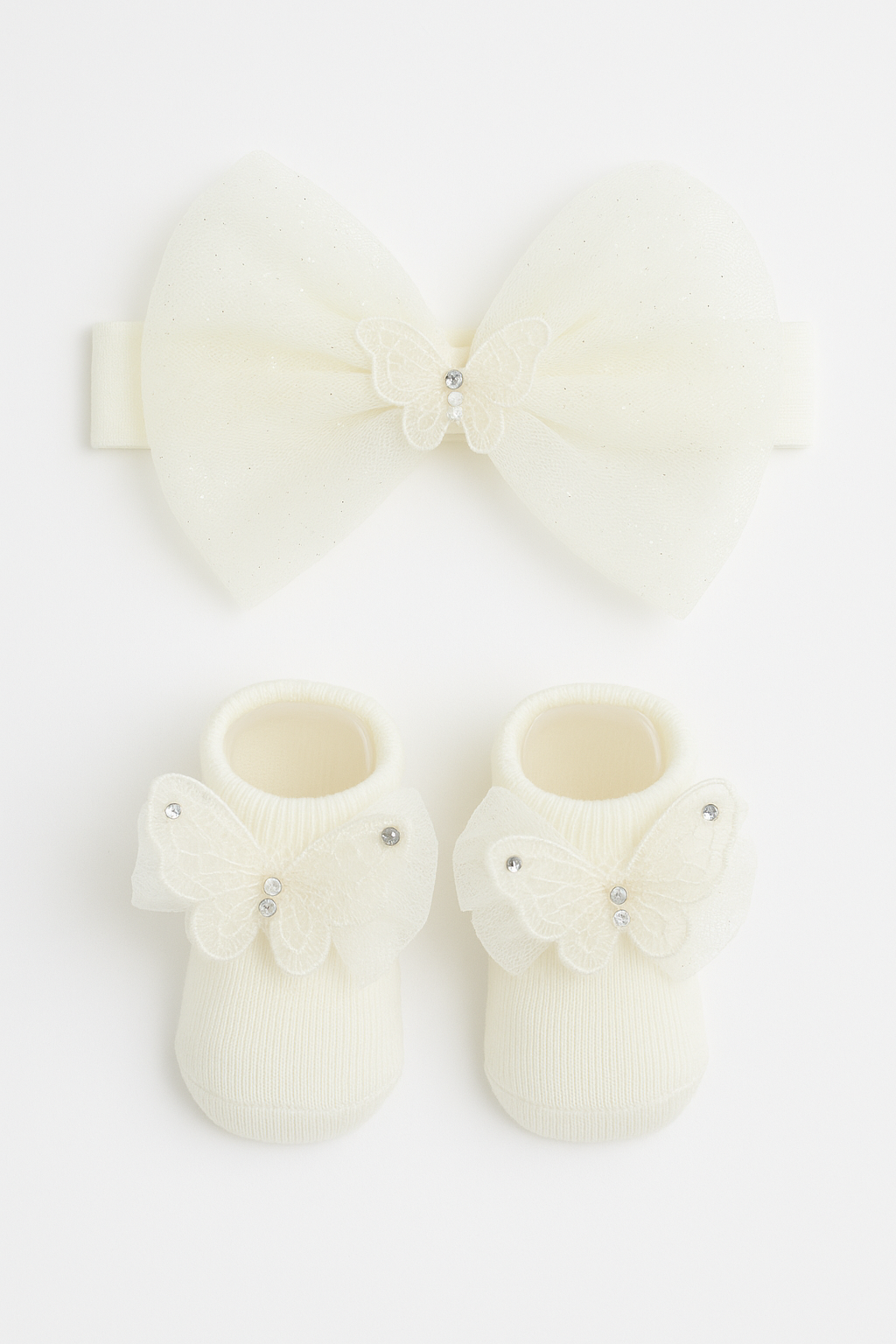 Baby Girls Headband and Sock Set - Ivory