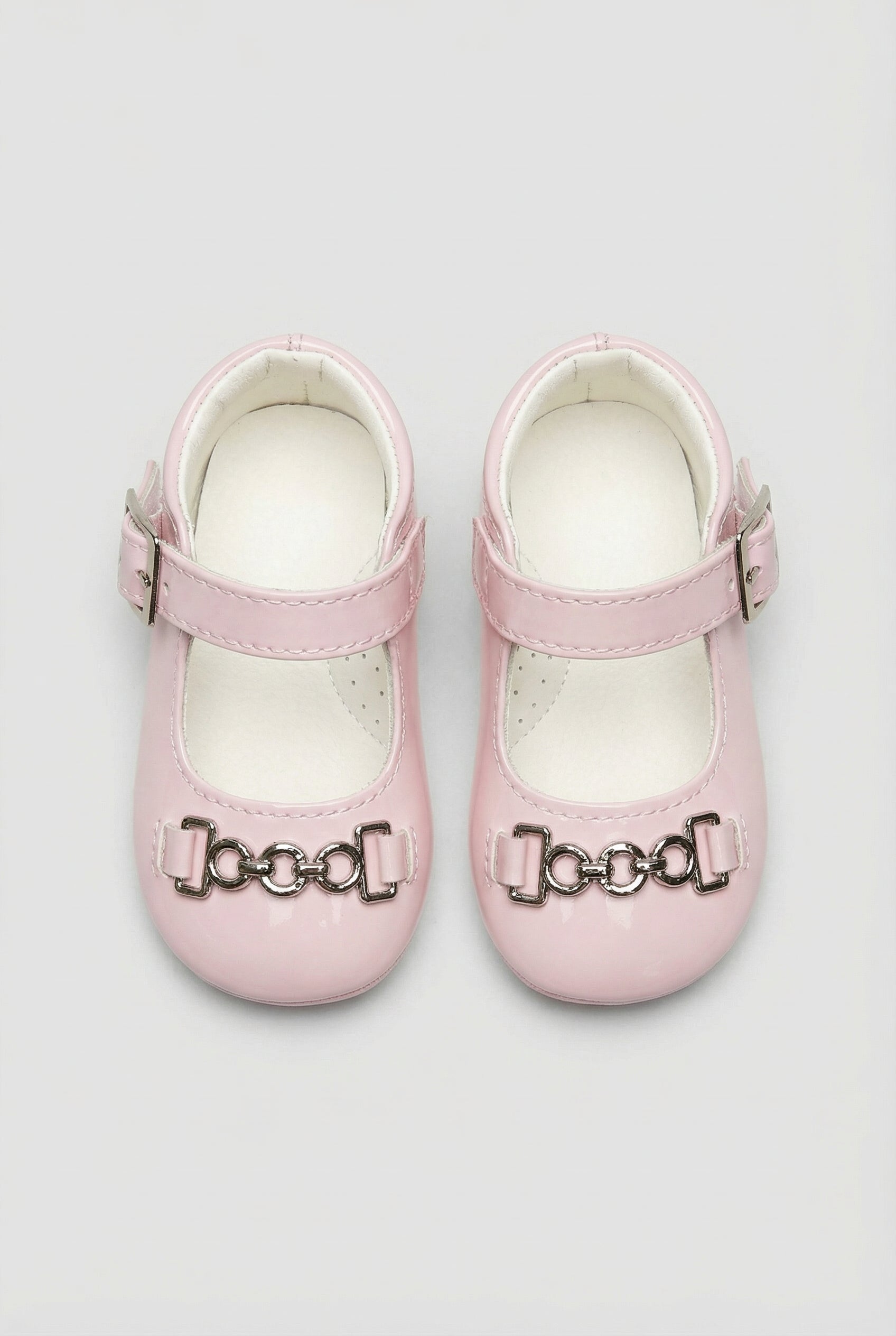 Baby Girls Patent Mary Jane Flats with Metal Detail - Charlotte - Pink Front Picture