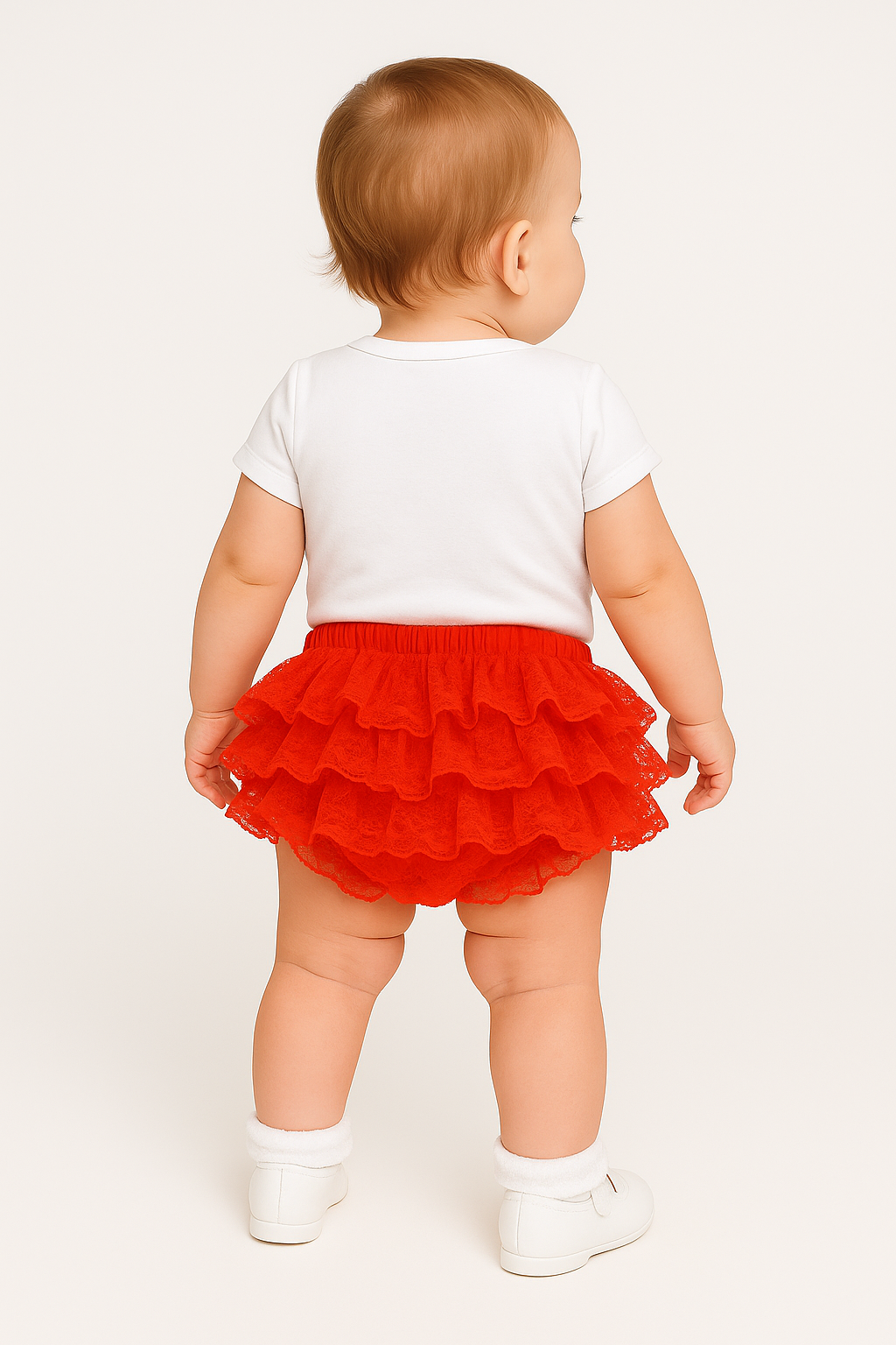 Baby Girls Ruffled Lace bloomers - Red Back Picture