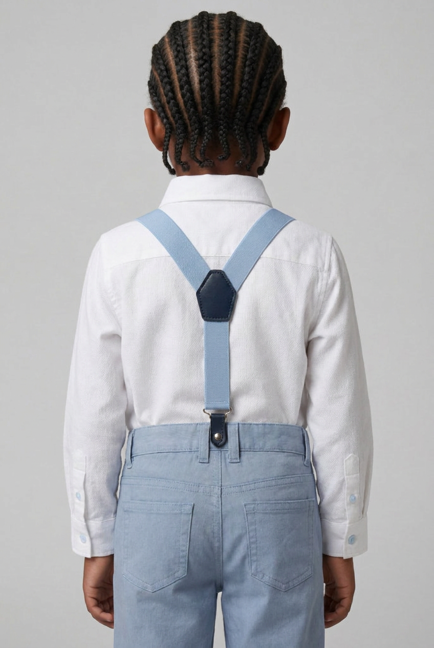 4-teiliges Gentleman-Outfit-Set aus Baumwolle für Babys und Jungen – OXFORD-Weiß – Hellblau