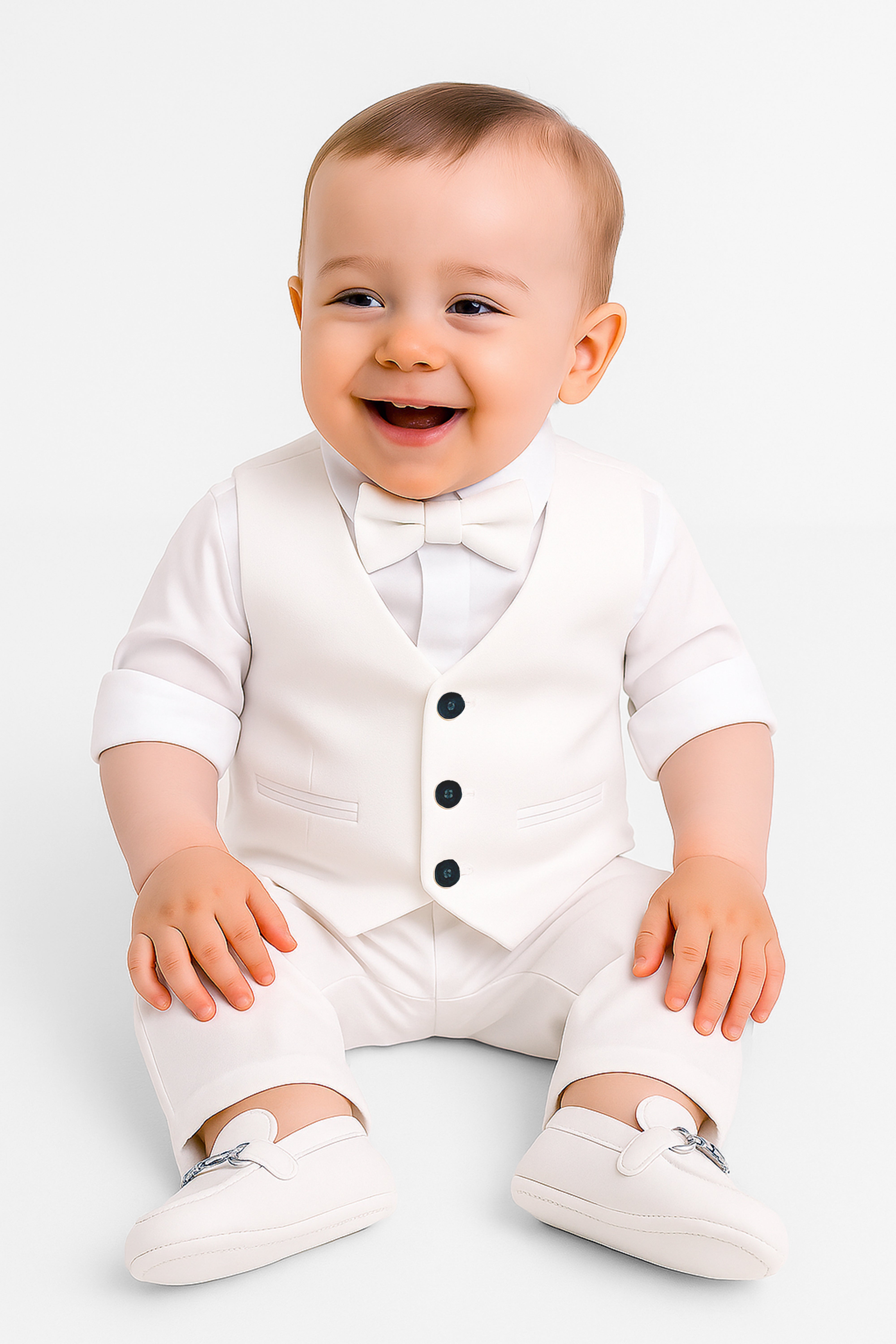 Ensemble Costume en Lin avec Gilet pour Garçons - WHITBY - Blanc