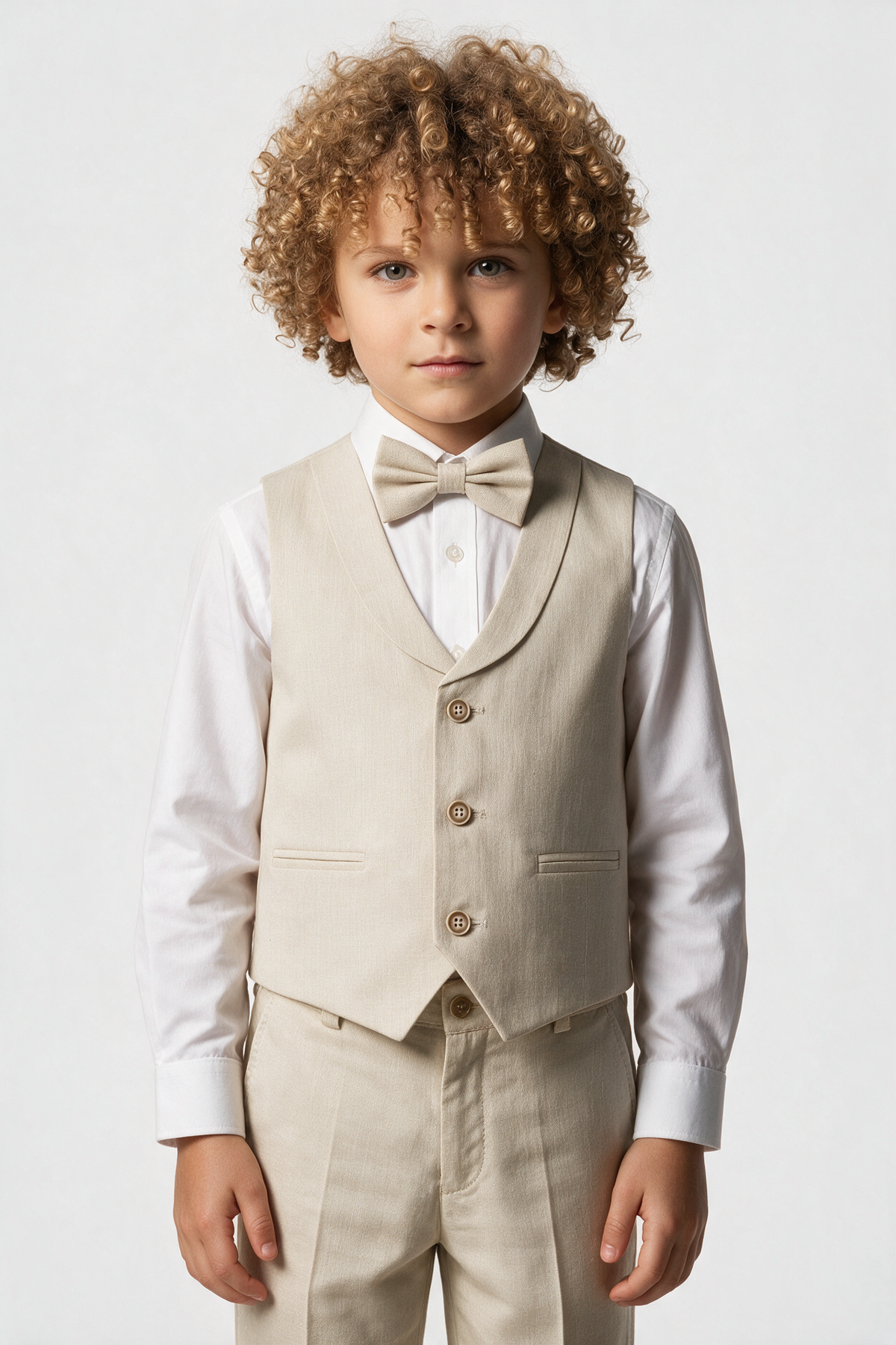 Baby & Boys 4-Piece Cotton-Linen Waistcoat Suit Set - Light Beige