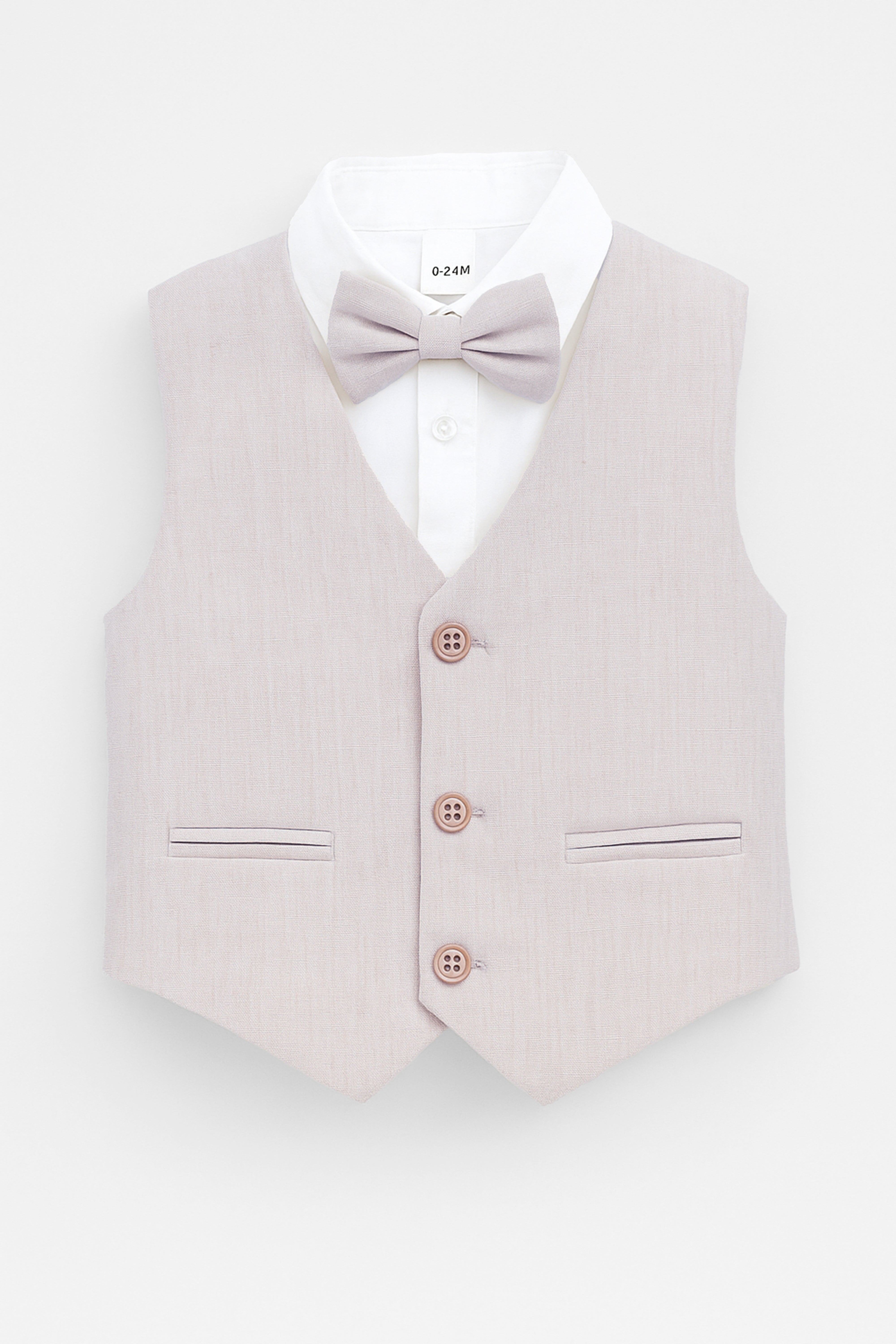 Ensemble gilet 4 pièces en coton et lin pour bébé et garçon - Beige clair