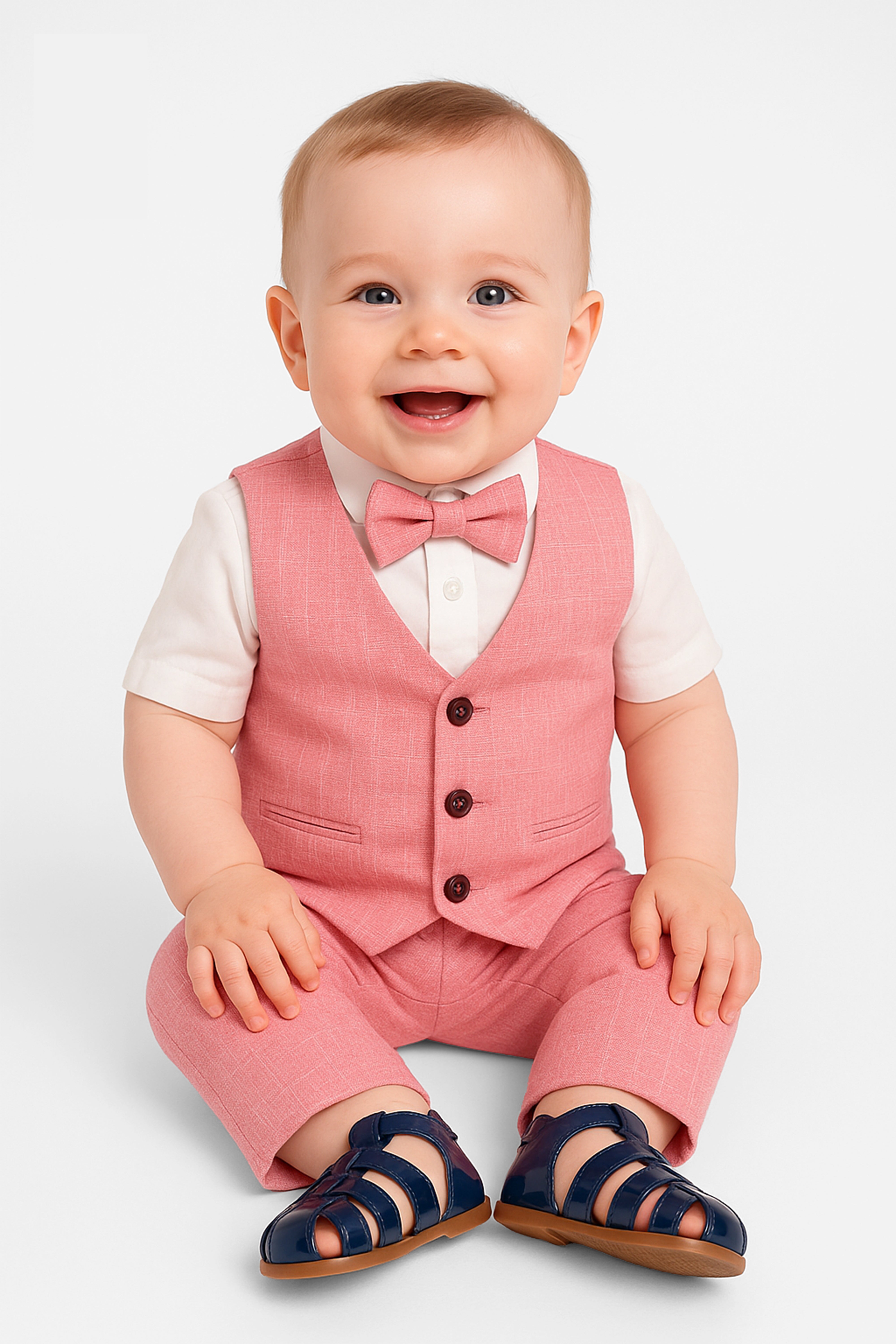 Baby & Boys 4-Piece Cotton-Linen Waistcoat Suit Set - Red