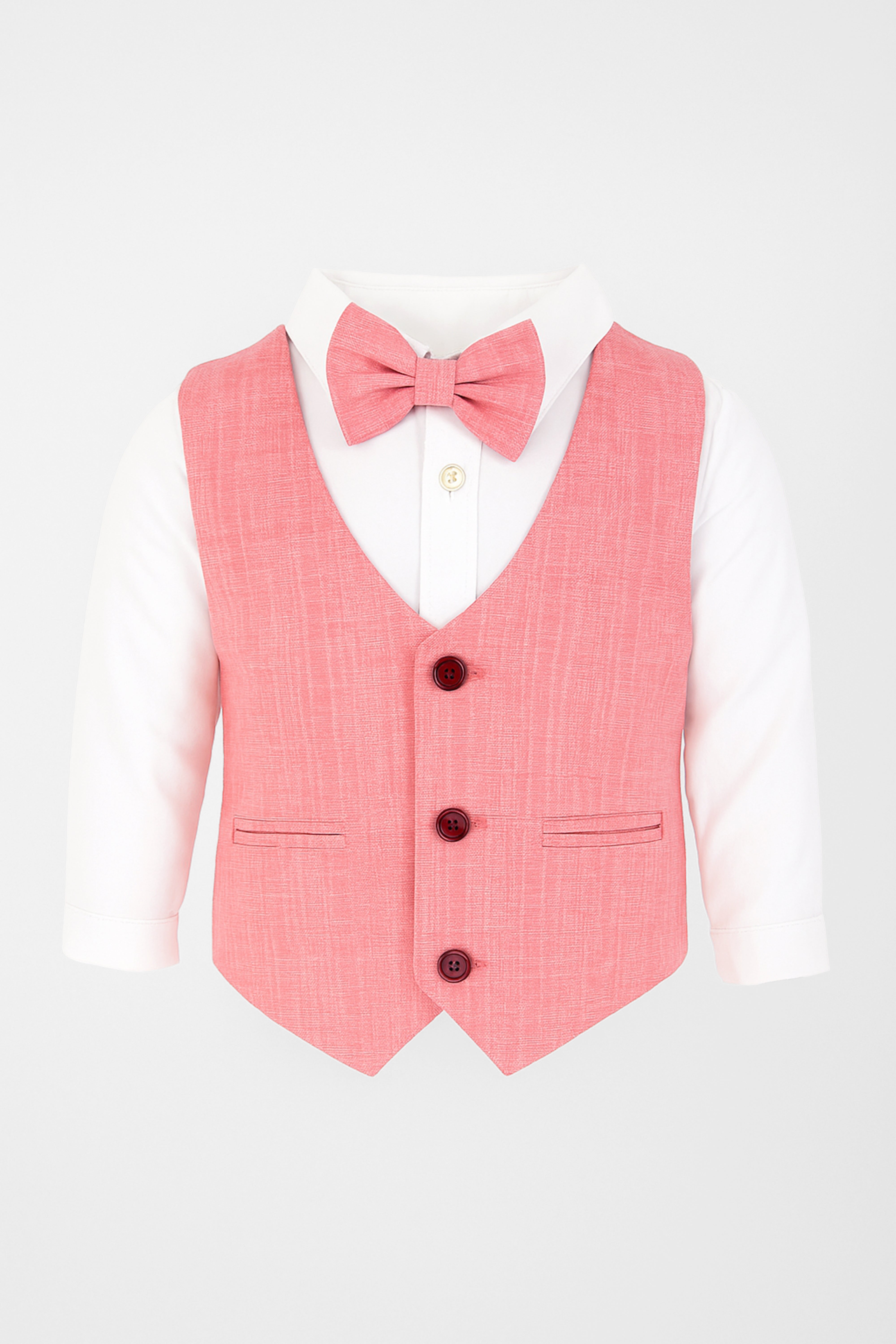 Baby & Boys 4-Piece Cotton-Linen Waistcoat Suit Set - Red