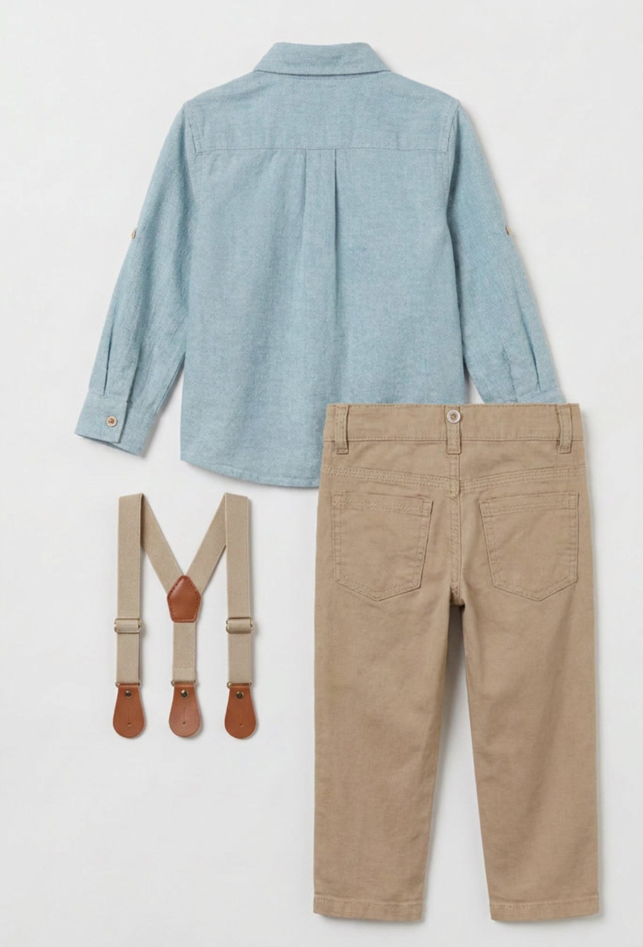 Baby- und Jungen 4-teiliges Baumwoll-Gentleman-Outfit-Set - OXFORD - Salbeigrün und Beige