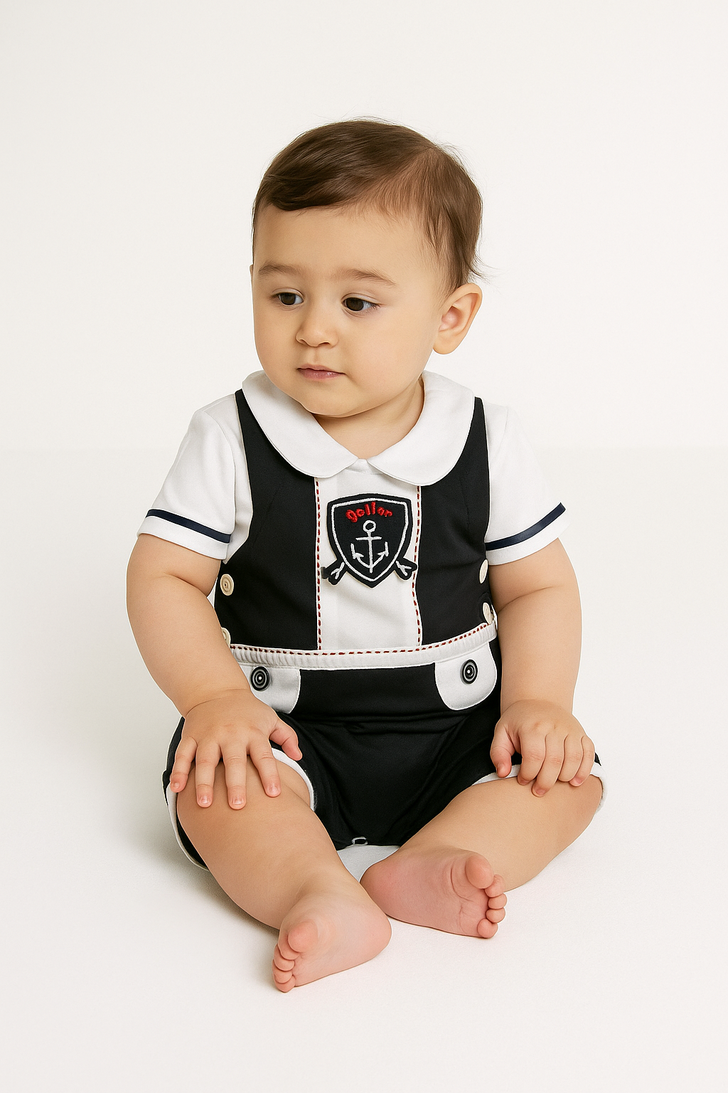 Baby Boys Summer Dungaree Set - Dark Blue