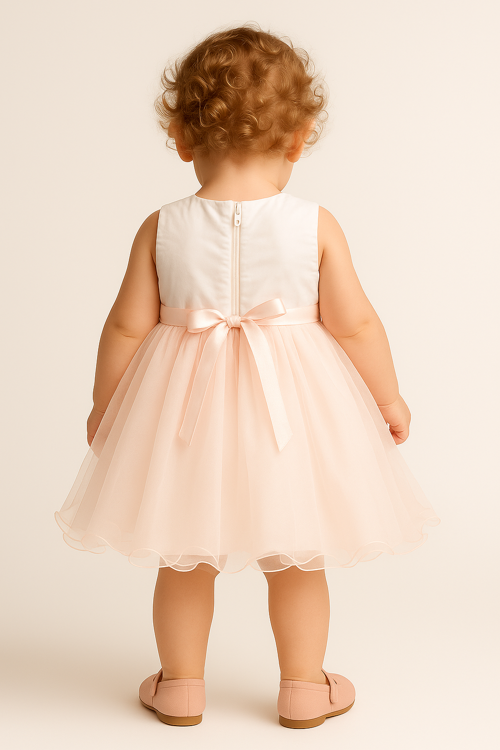 Baby & Girls Sequin Tulle Dress - RILEY - Blush Pink Back Picture