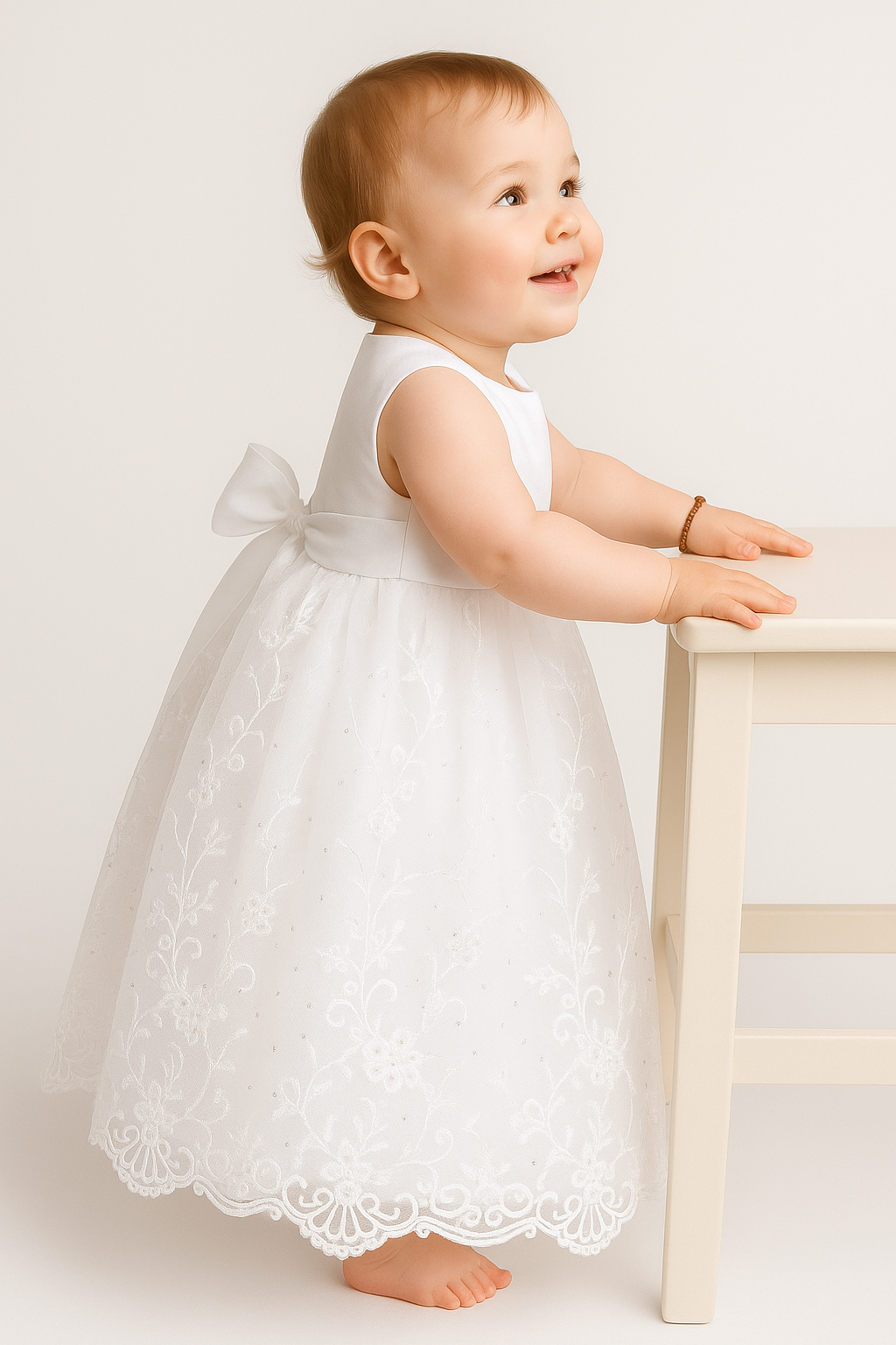 Baby Girls Baptism Gown White Set Model Picture