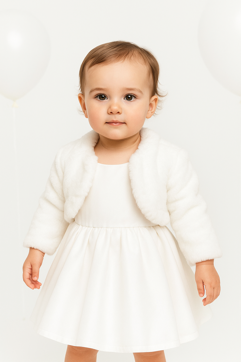 Baby & Girls' Fleece Bolero Jacket - GABRIELLA - White Baby Picture
