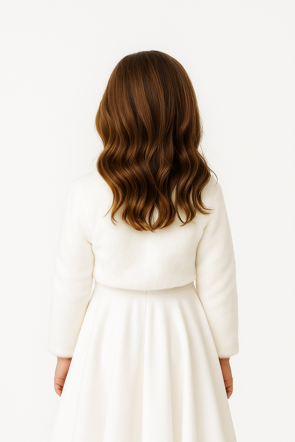 Baby & Girls' Fleece Bolero Jacket - GABRIELLA - White Back Picture