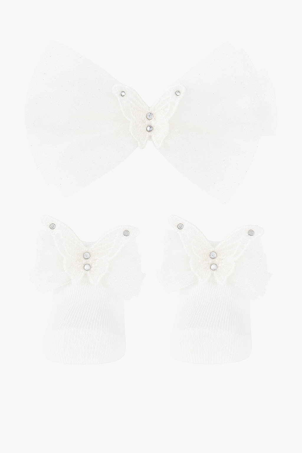 Baby Girls Headband and Socks Set - Ivory