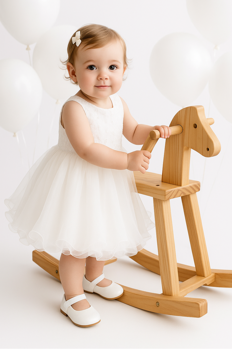 Baby & Girls Sequin Tulle Dress - RILEY - White Model Picture