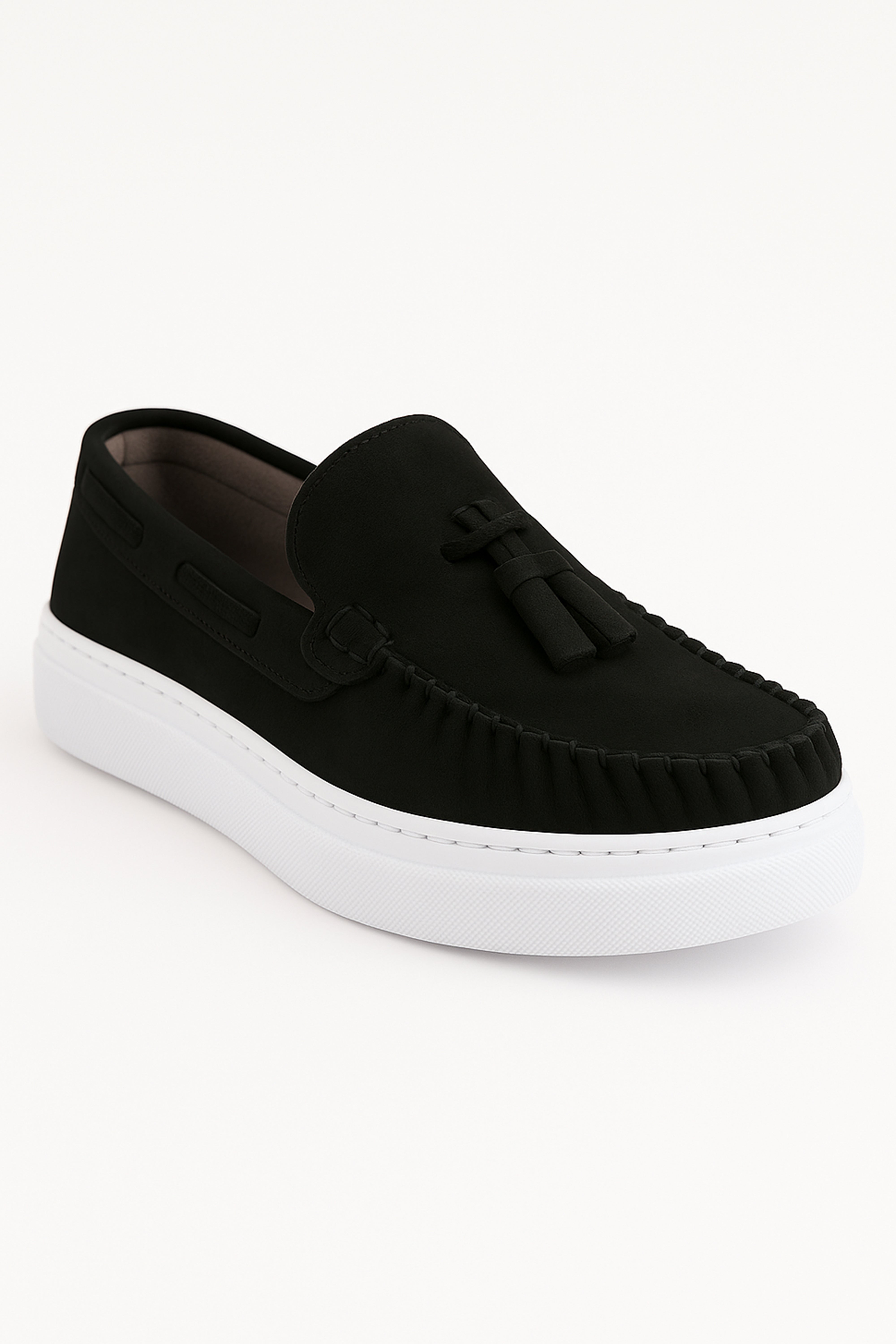 Boy's Suede Slip-On Thick Sole Loafers - URBAN - Black Side Picture