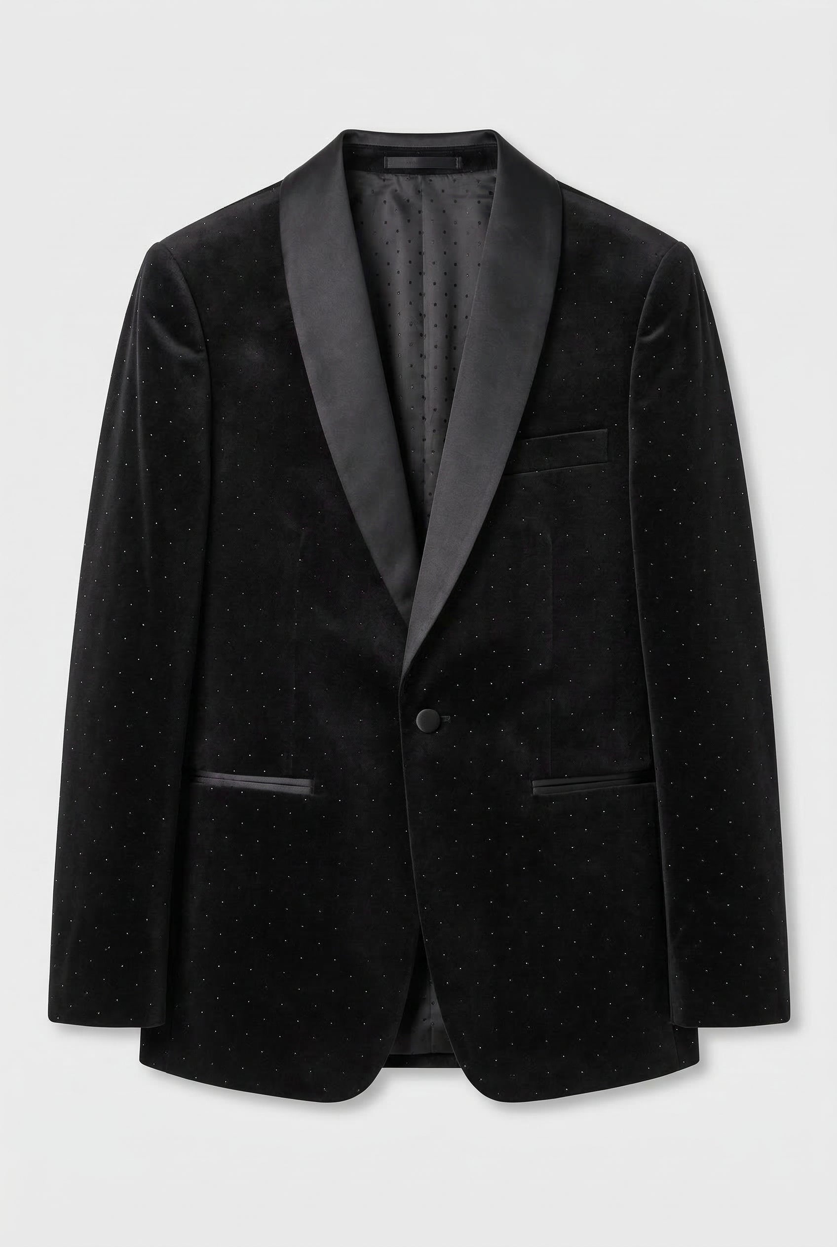 Jungen 2-teiliger Punkt-Overlay Smokinganzug – Calvin Schwarz