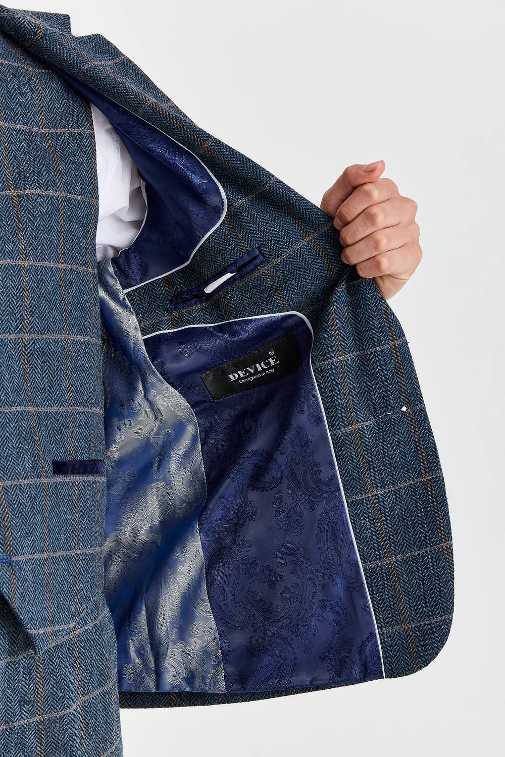 Jungen 3-teiliger Herringbone-Karo-Anzug – Harris Navy