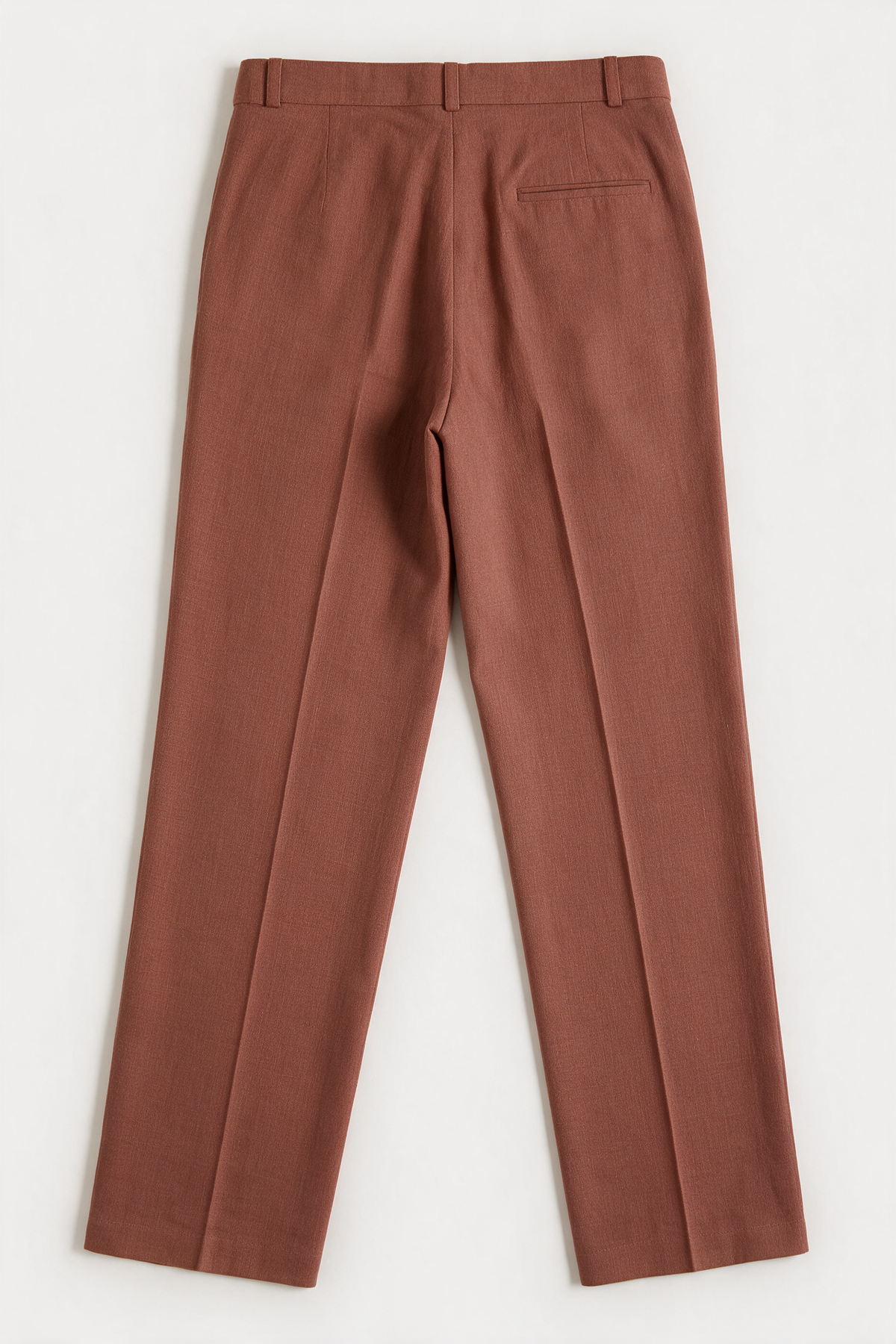 Boys 3-Piece Linen Casual Suit with T-Shirt - Keten - Cinnamon Brown Trousers Back Picture