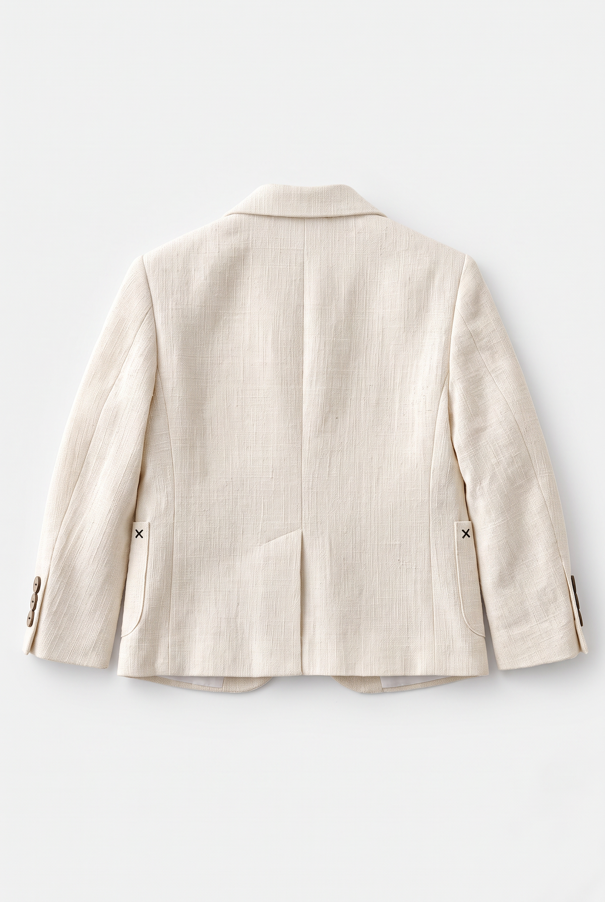 Boys 3-Piece Linen Casual Suit with T-Shirt - Keten - Cream Blazer Back Picture