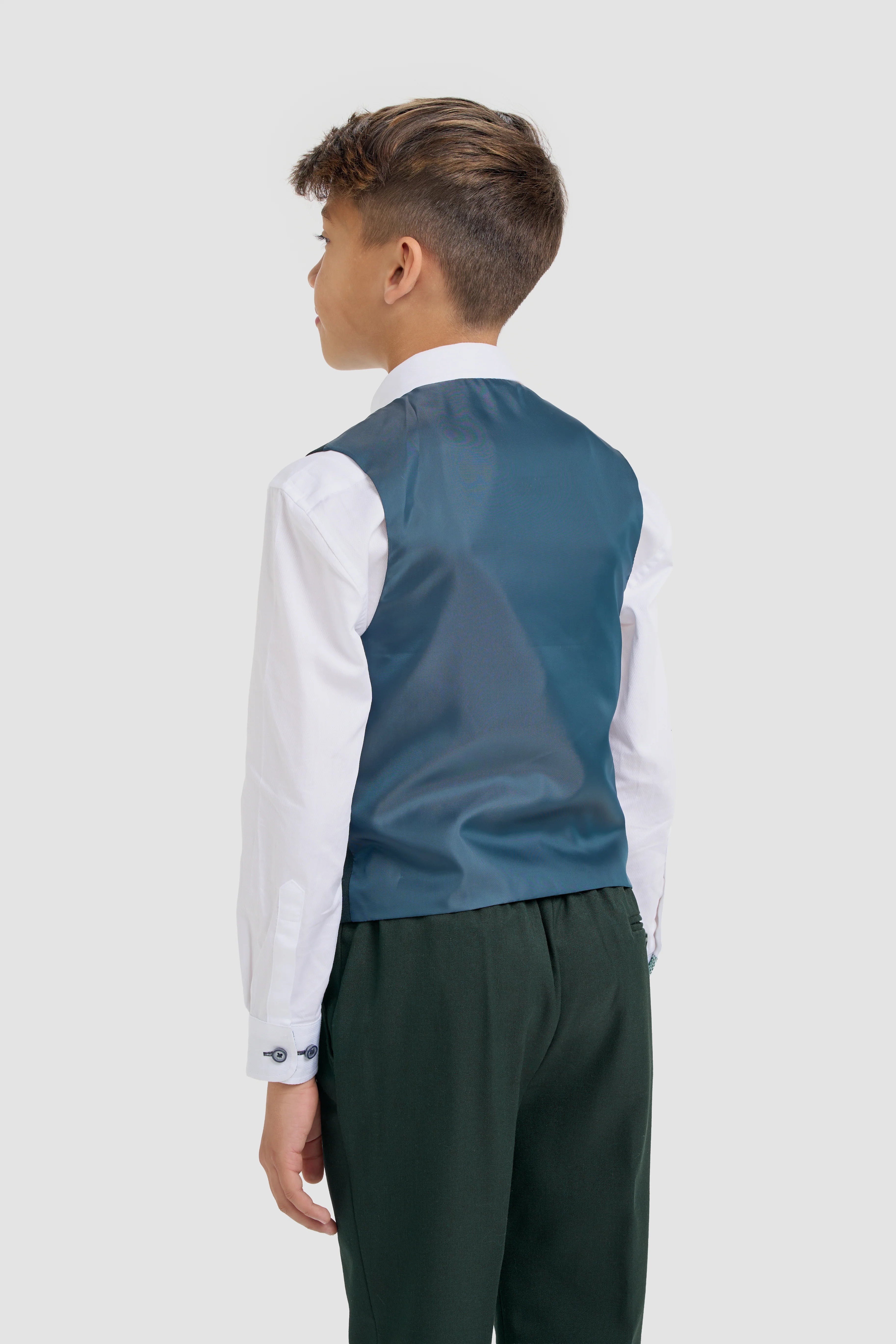 Traje formal ajustado de 3 piezas para niños - Malibu - Verde Bosque