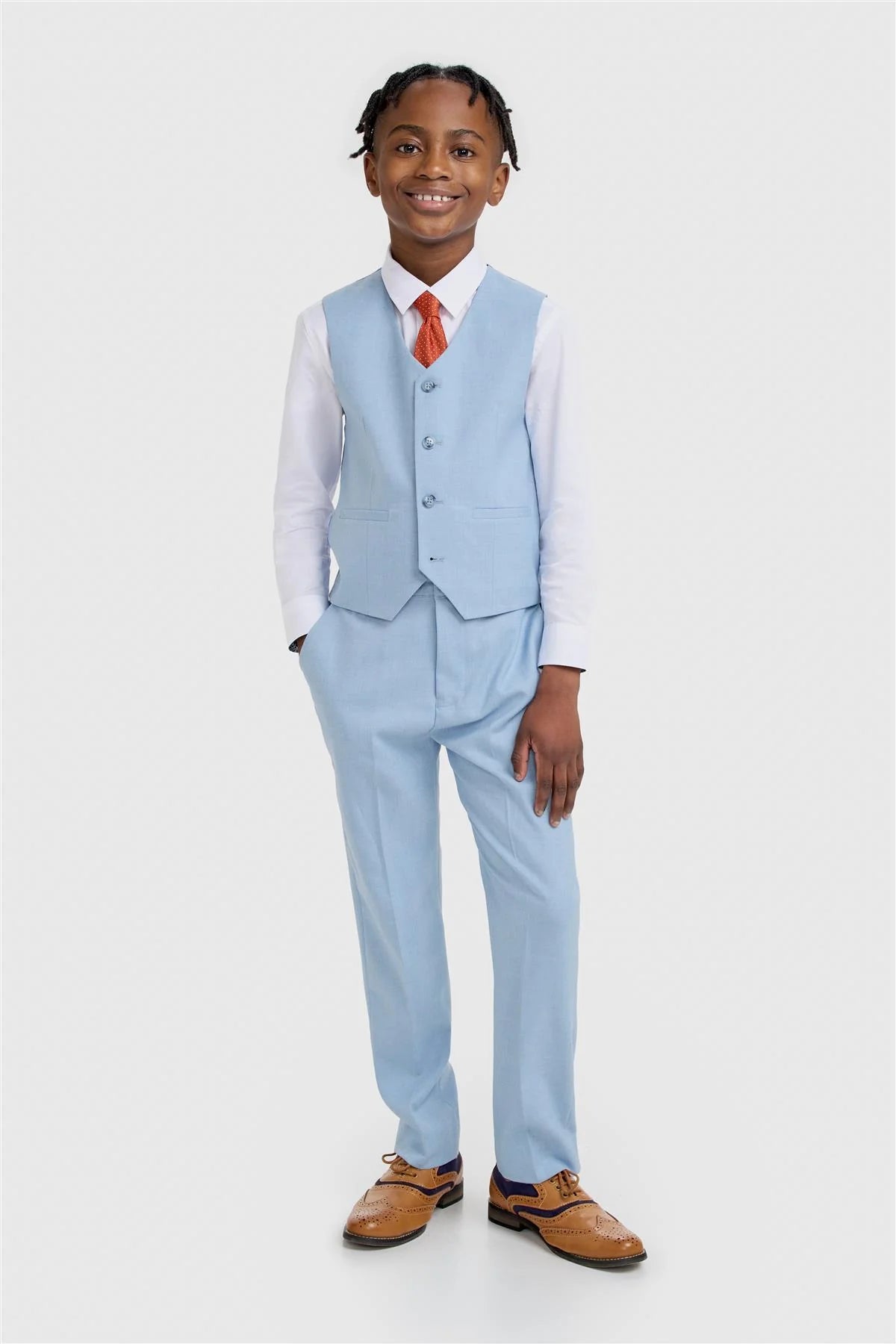 Boys 3-Piece Slim Fit Formal Suit - Malibu - Sky Blue