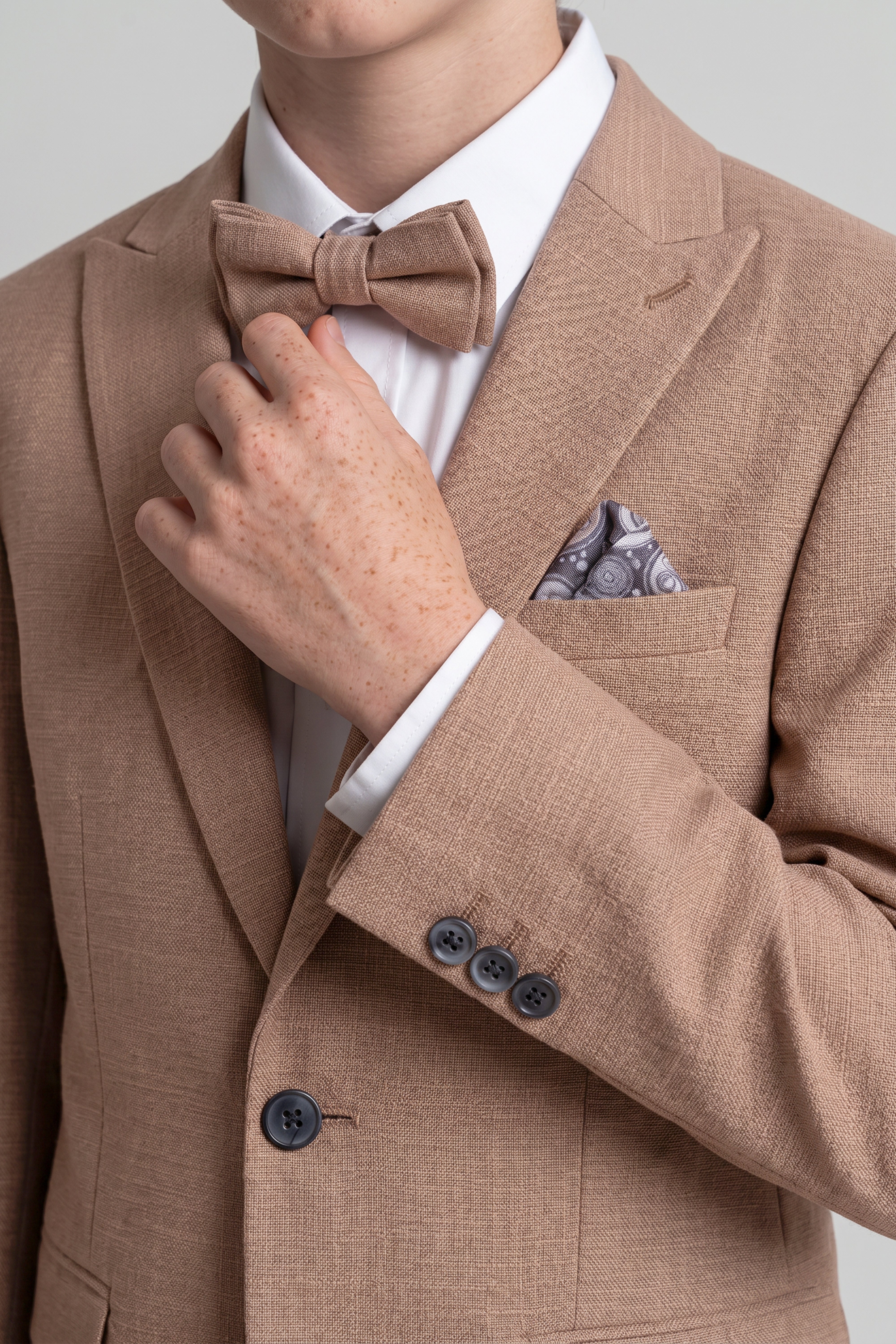 Boys 4-Piece Cotton Casual Suit - Brown Detail Picture