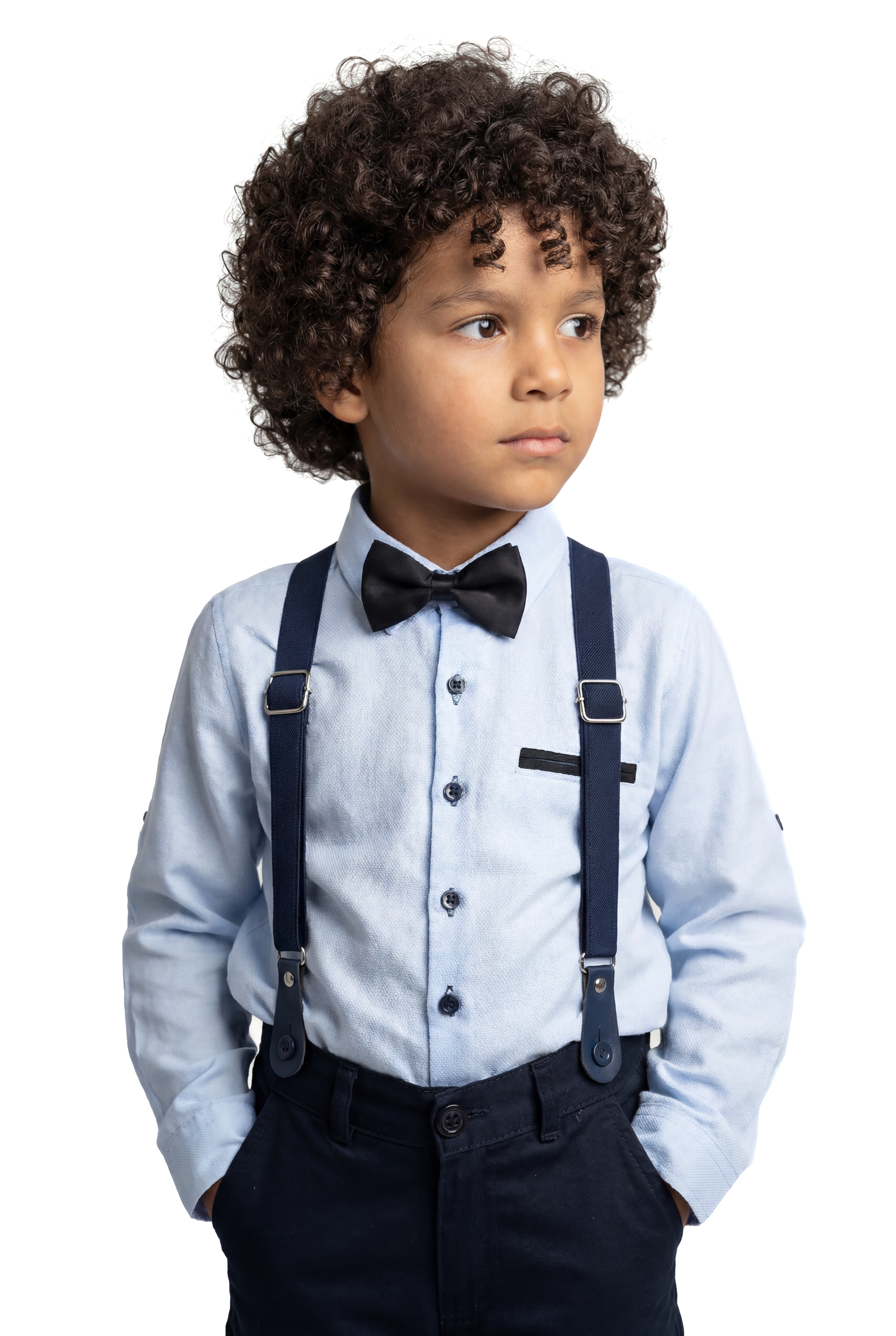 Conjunto de 4 piezas de algodón para niños caballeros - Azul claro y Azul marino