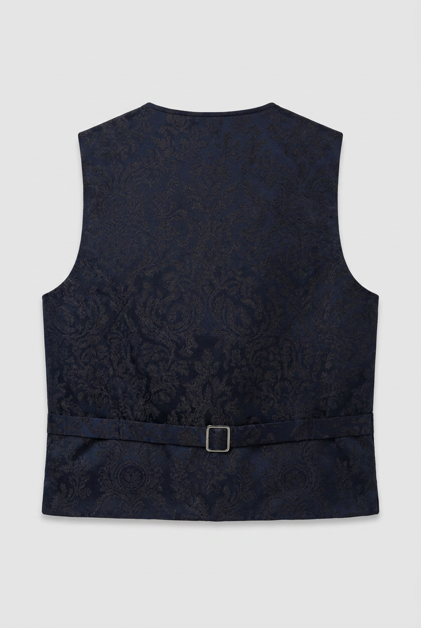 Ensemble garçon 4 pièces gilet jacquard paisley et cravate - Marine